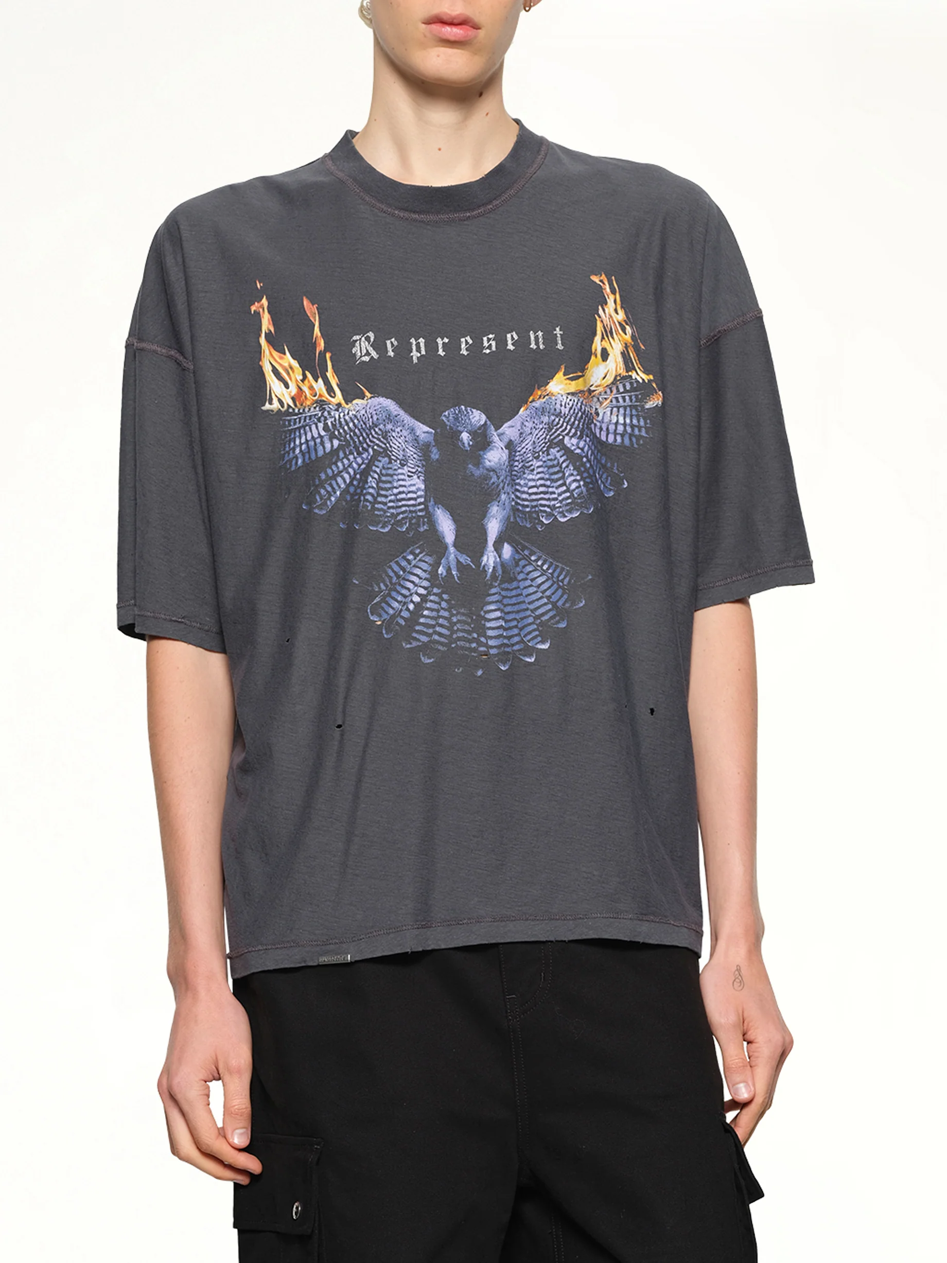 Reversible Living Legacy Falcon T-Shirt in Sun Fade Grey - Image 13