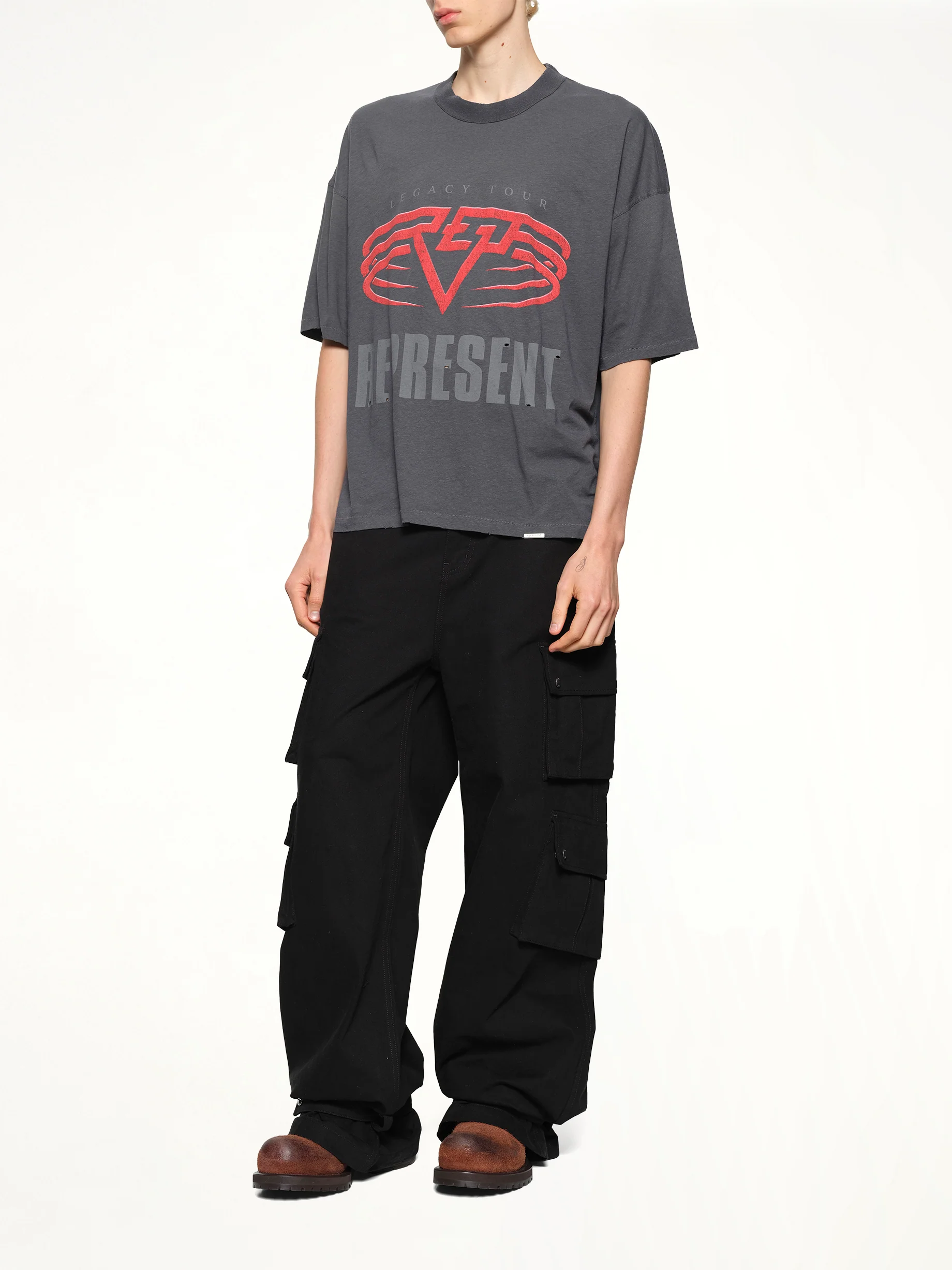Reversible Living Legacy Falcon T-Shirt in Sun Fade Grey - Image 4
