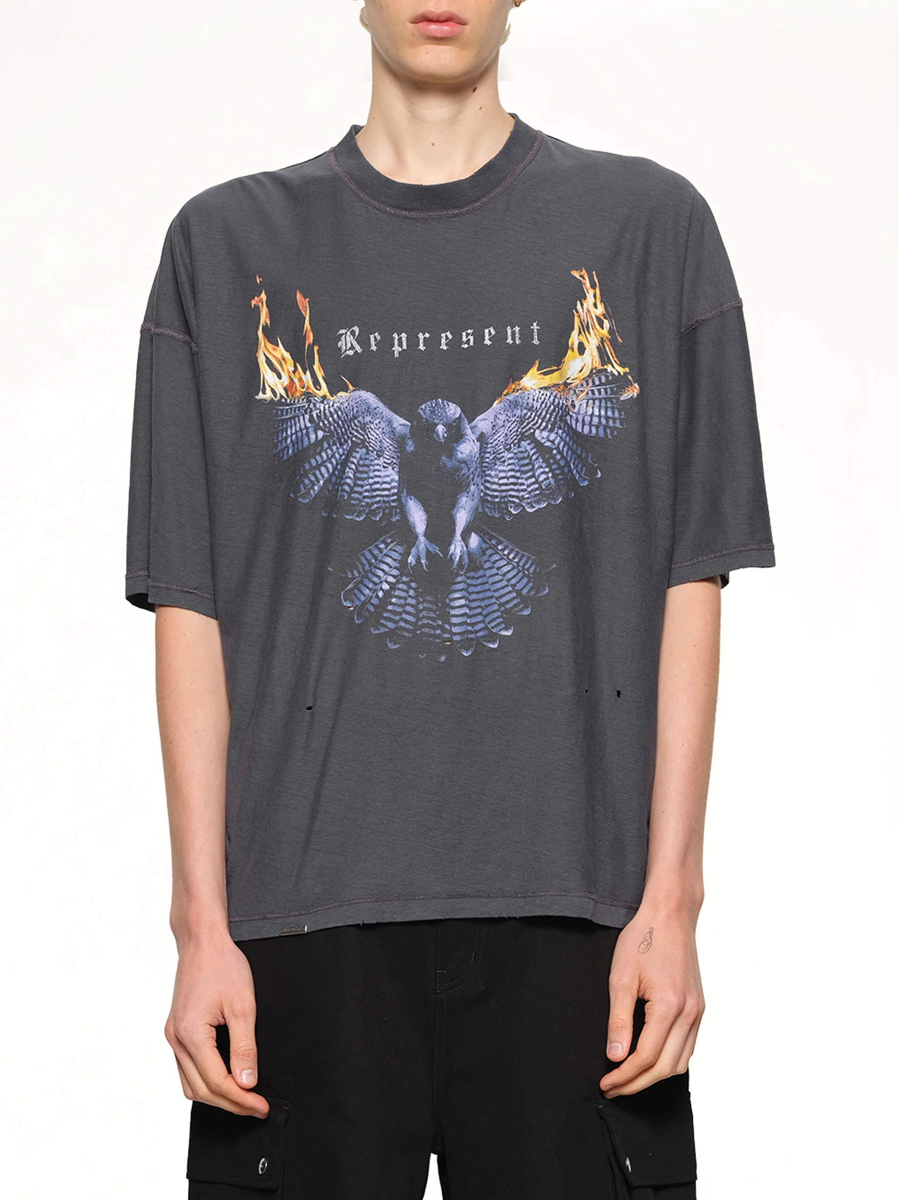 Reversible Living Legacy Falcon T-Shirt in Sun Fade Grey - Image 8