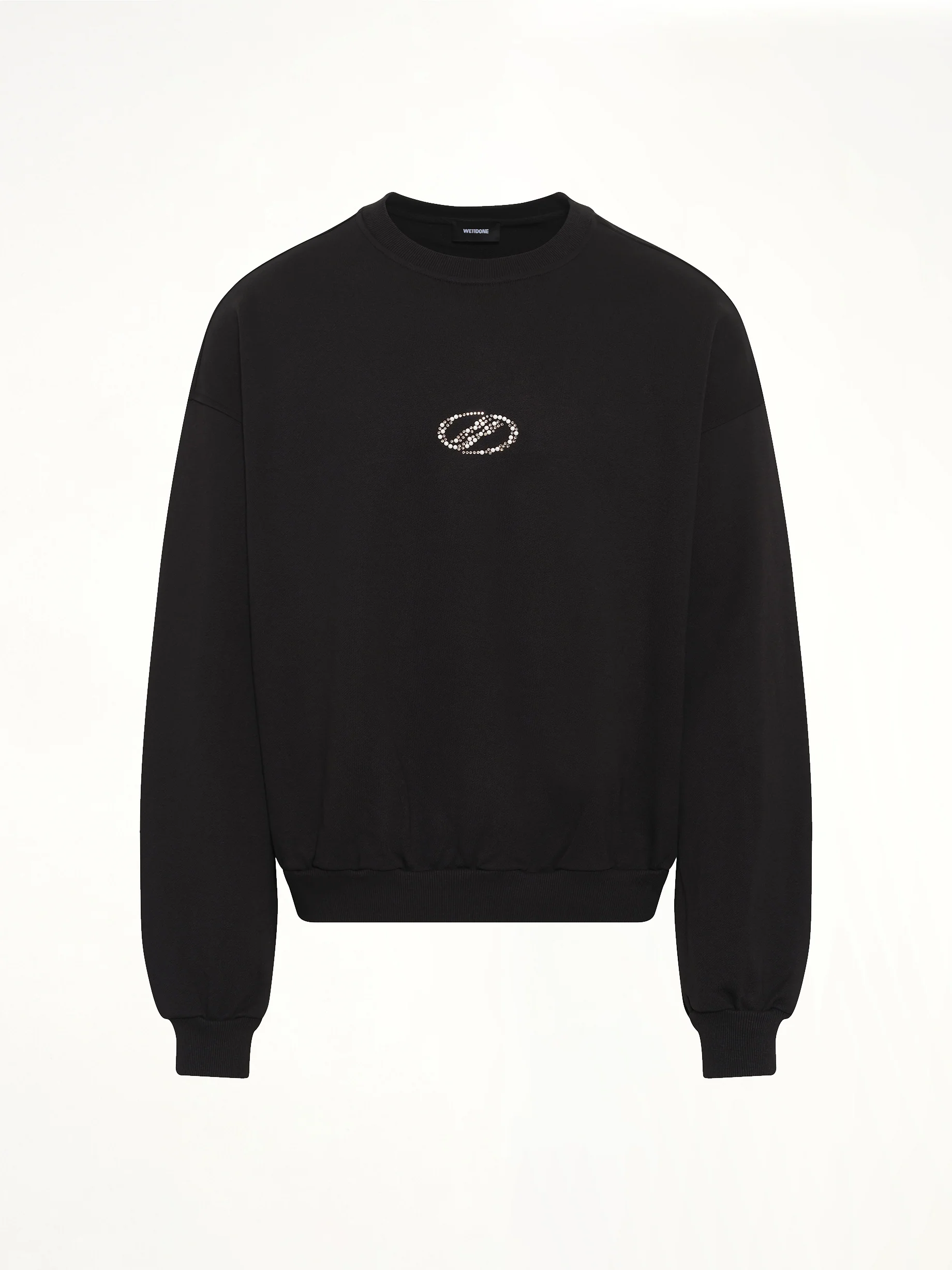 Rhinestone Balloon-Fit Sweatshirt in Black - Image 2