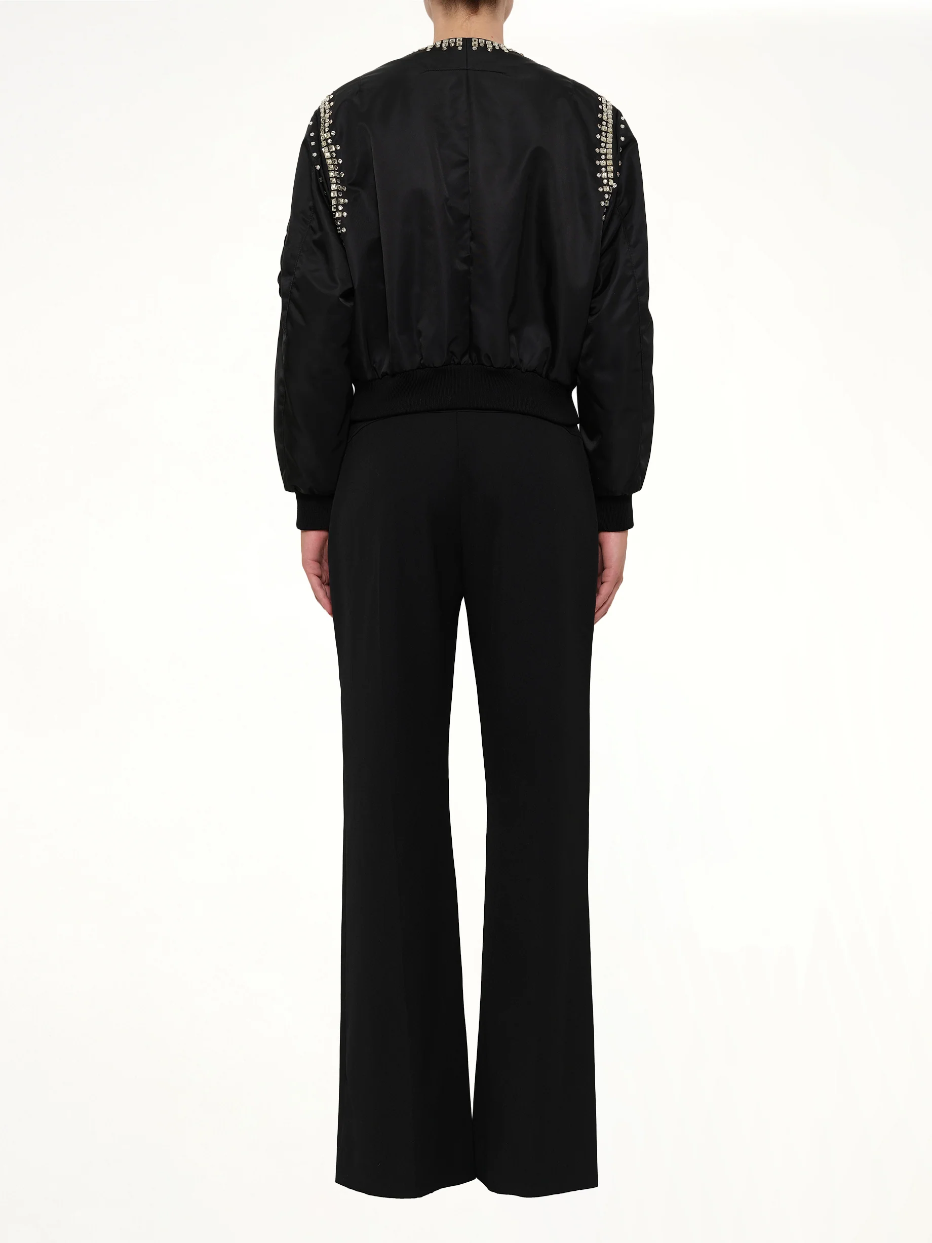 Rhinestone Embroidered Bomber Jacket in Black - Image 4