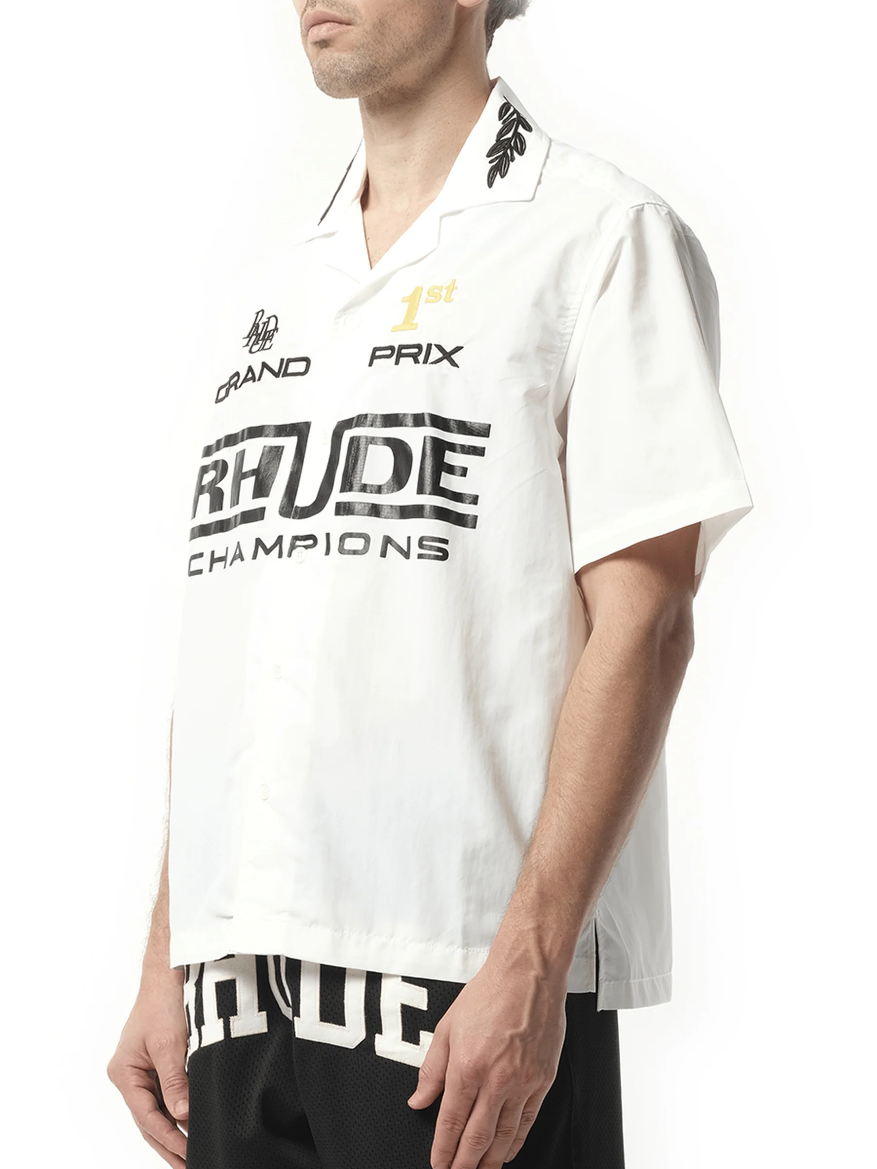Rhude Champions Snap Shirt in White - Image 5