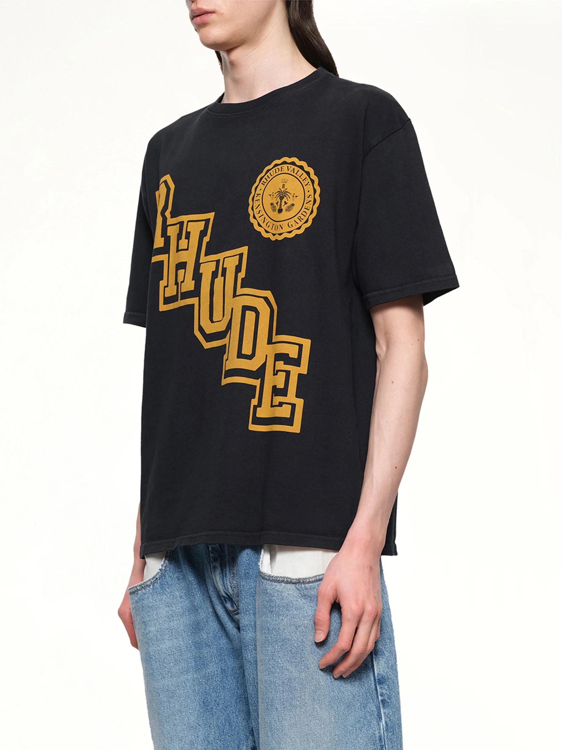 Rhude Collegiate Crest T-Shirt in Vintage Black - Image 3