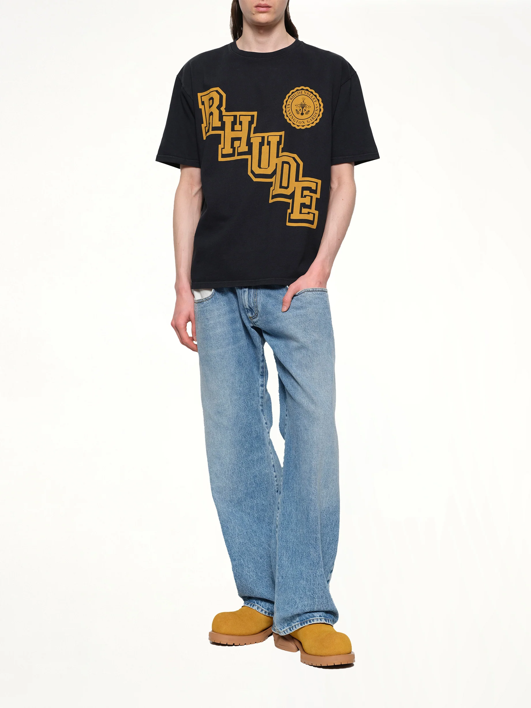Rhude Collegiate Crest T-Shirt in Vintage Black - Image 4