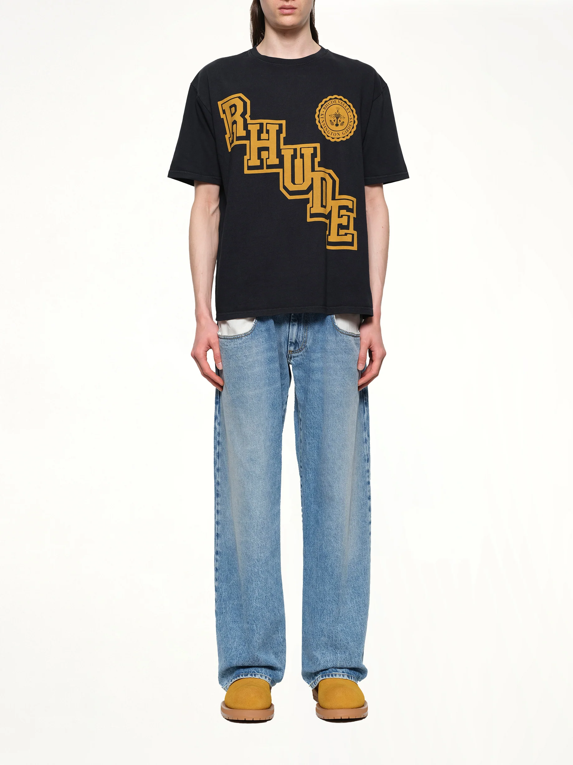 Rhude Collegiate Crest T-Shirt in Vintage Black - Image 7