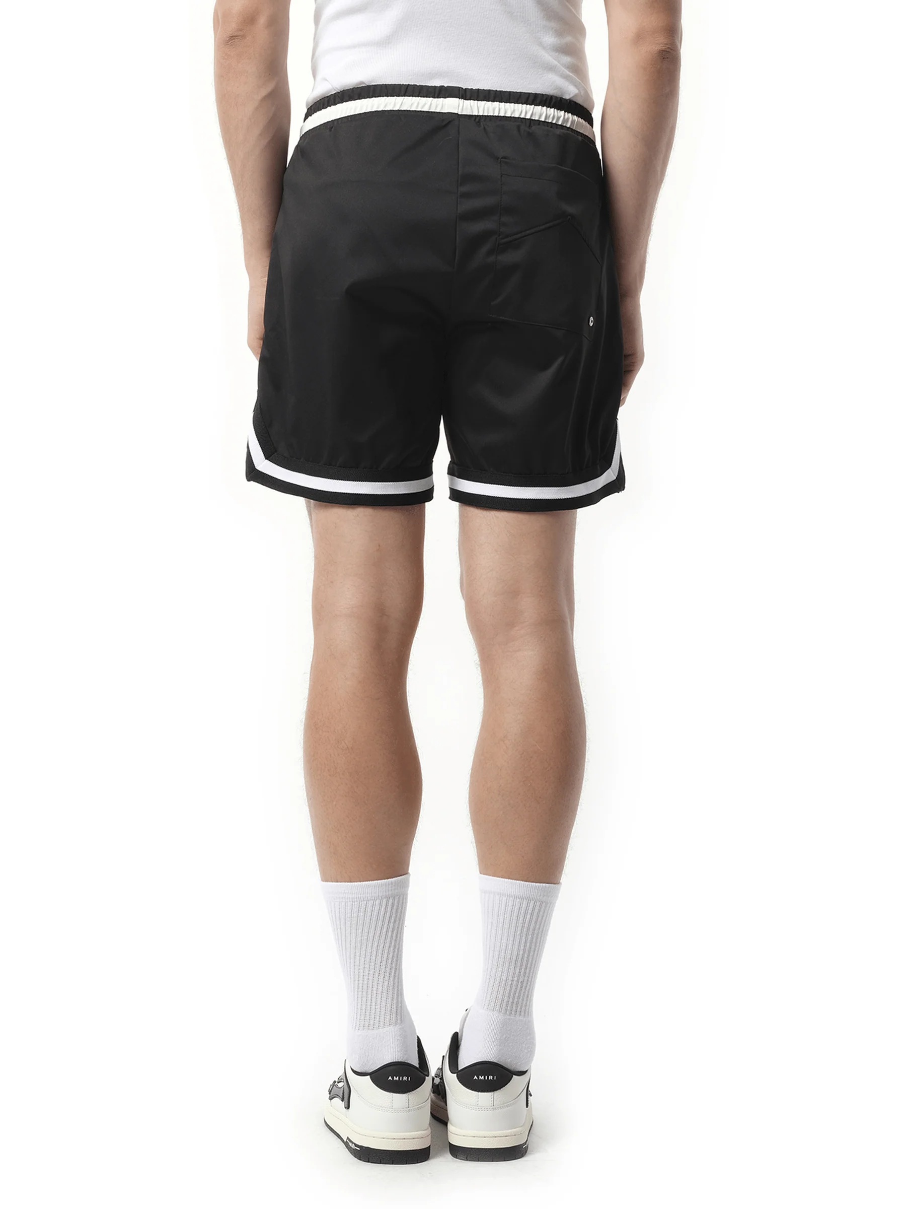 Rhude Logo Basketball Swim Shorts in Black/White - Image 6