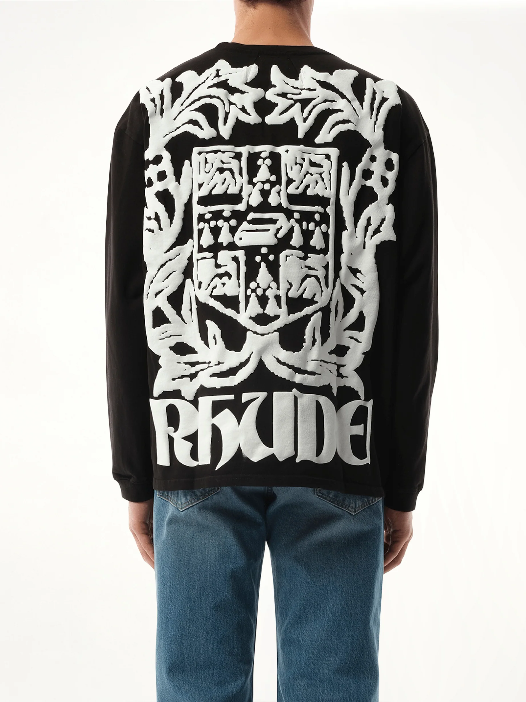 Rhude Long Sleeve T-Shirt in White/Black - Image 6