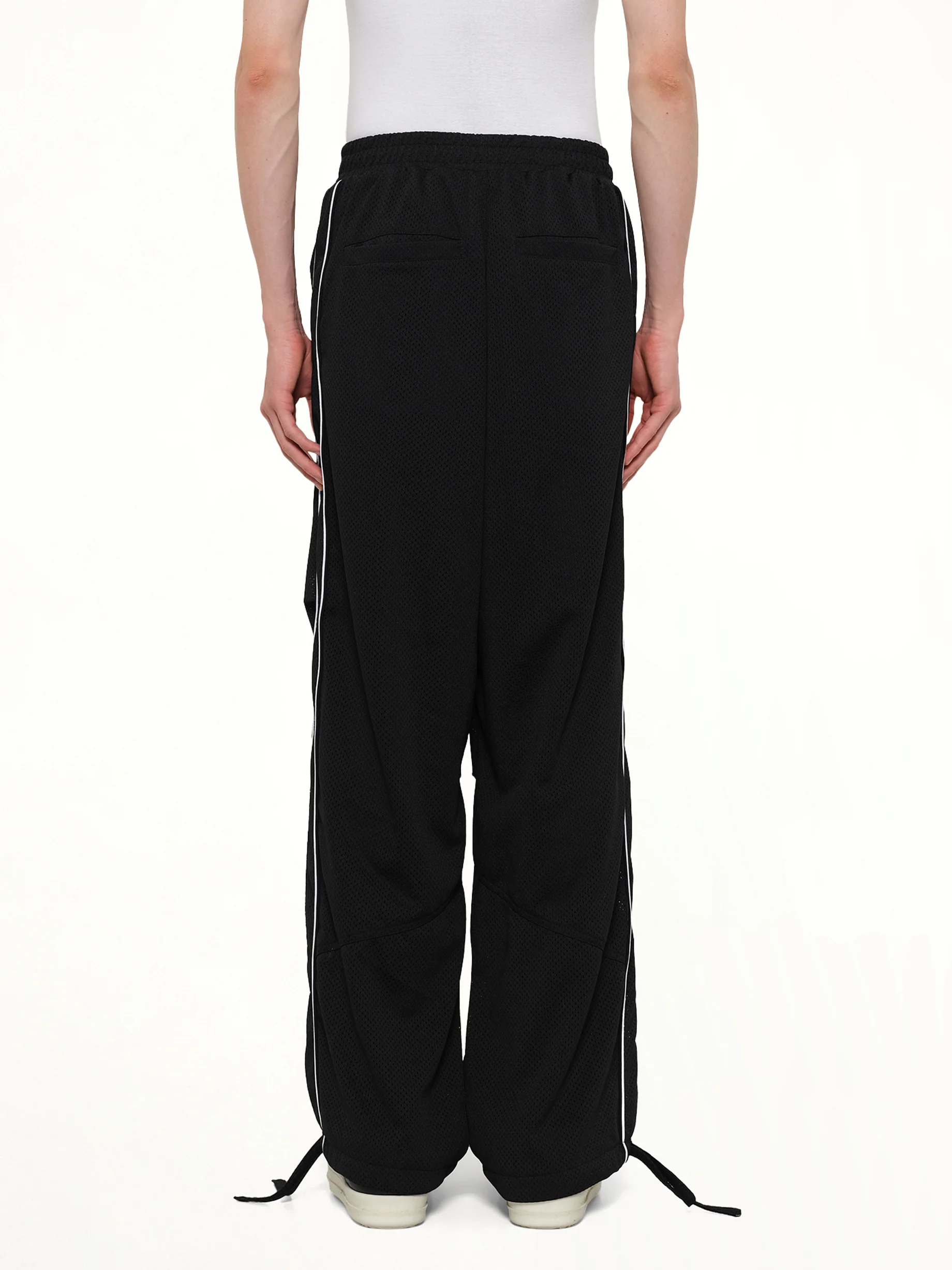 Rhude Mesh Piping Parachute Track Pant in Black/White - Image 5