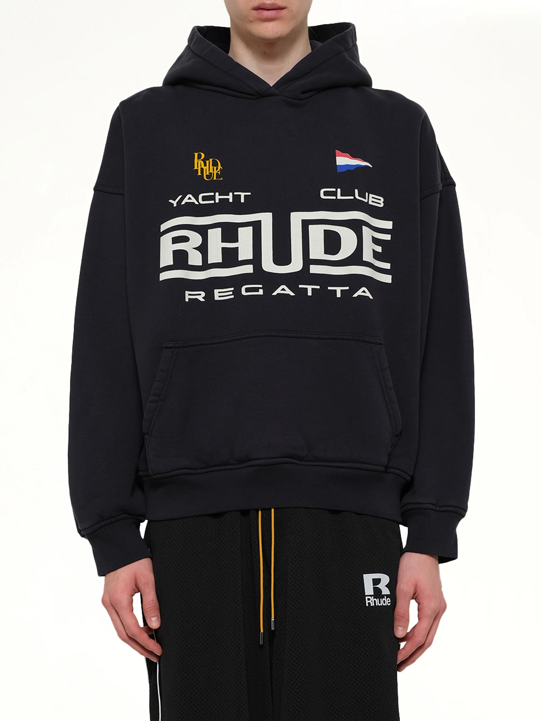 Rhude Regatta Club Hoodie in Vintage Black/White