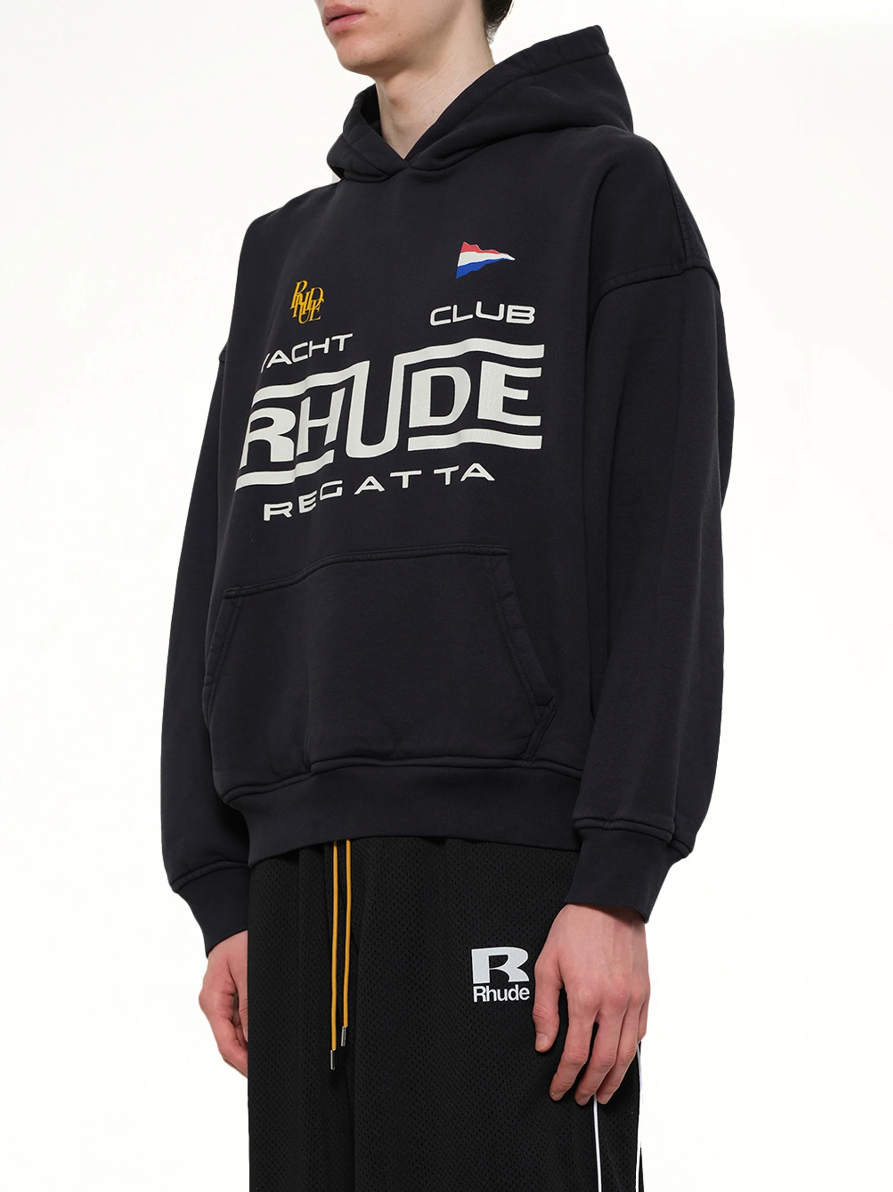 Rhude Regatta Club Hoodie in Vintage Black/White - Image 3