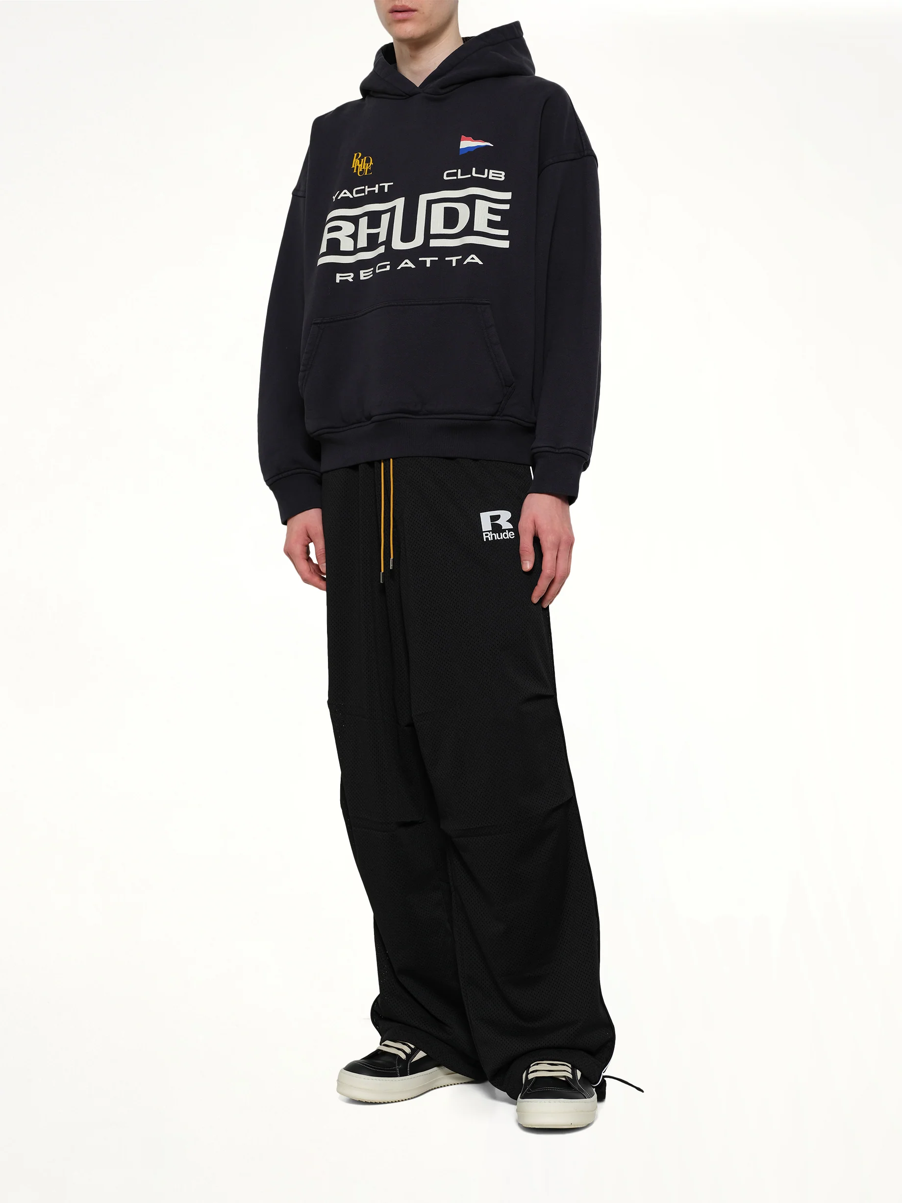 Rhude Regatta Club Hoodie in Vintage Black/White - Image 4