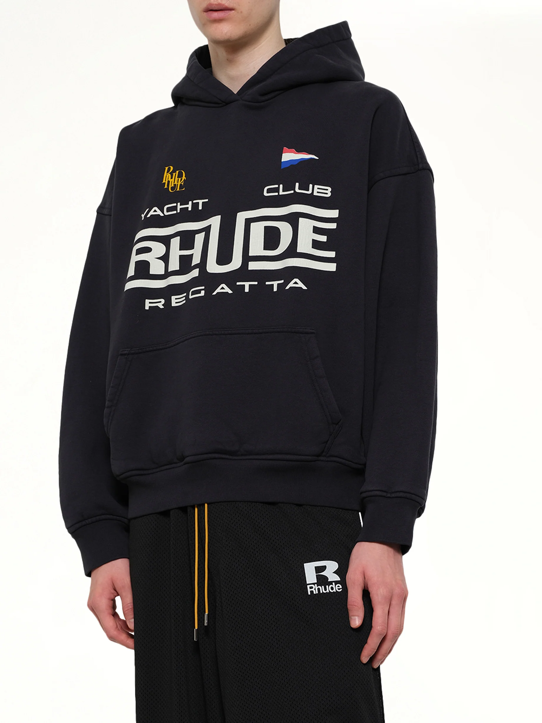 Rhude Regatta Club Hoodie in Vintage Black/White - Image 6