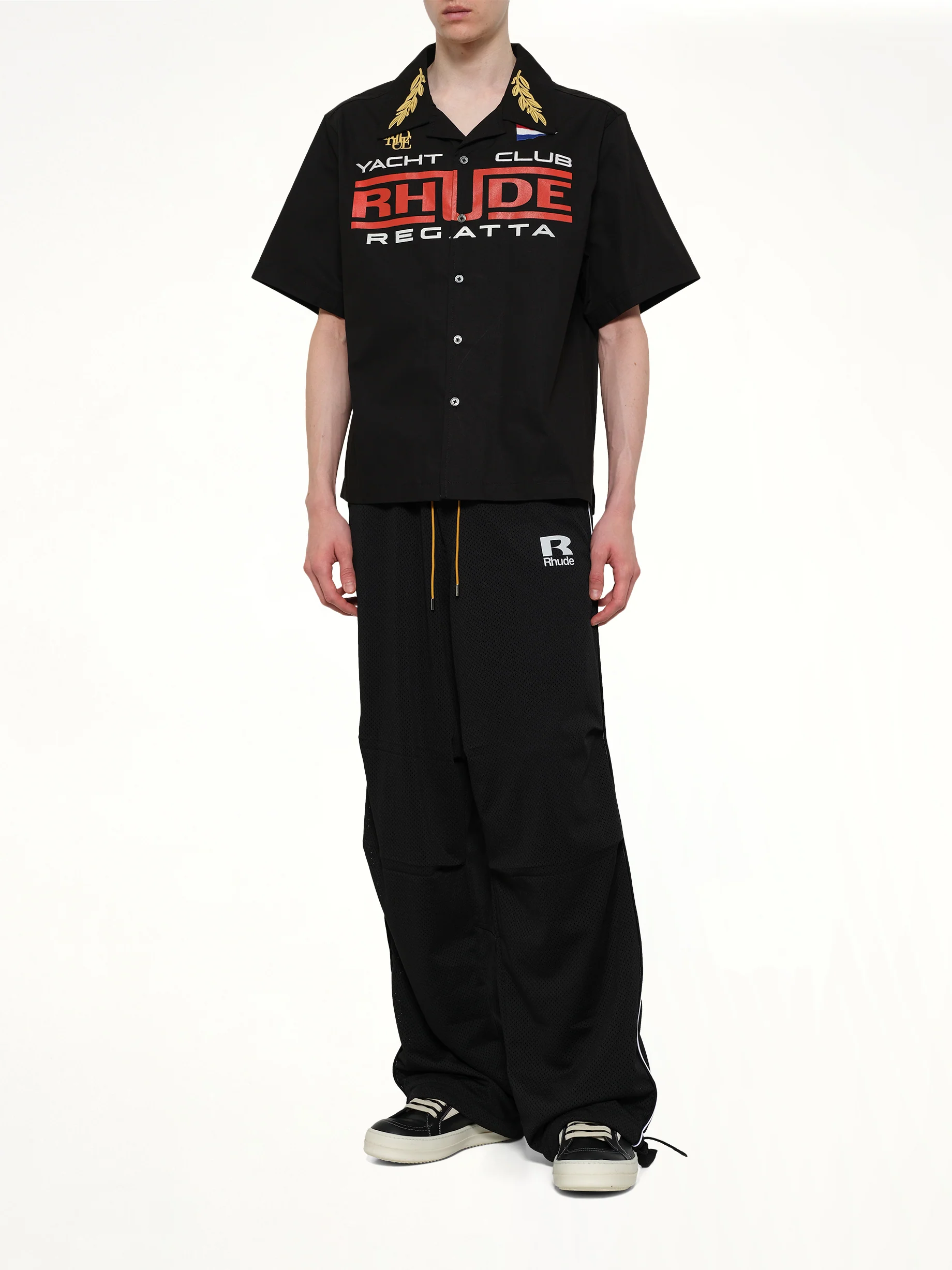 Rhude Regatta Club Shirt in Black/White/Red - Image 4
