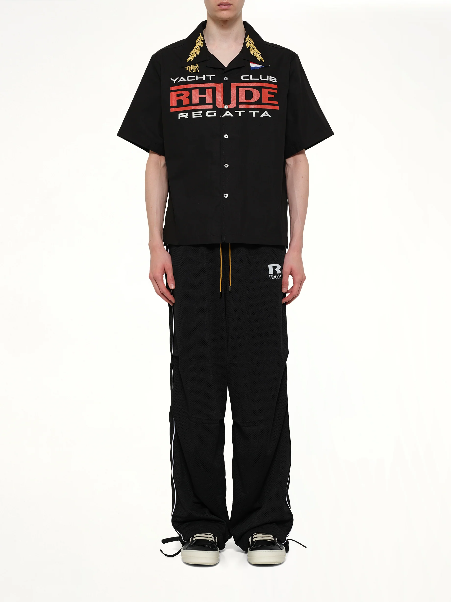 Rhude Regatta Club Shirt in Black/White/Red - Image 7