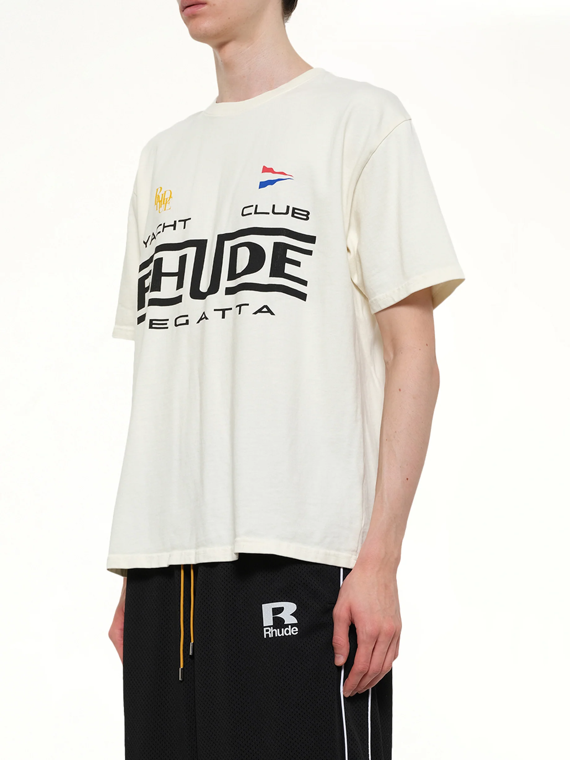 Rhude Regatta Club T-Shirt in Vintage White/Black - Image 3