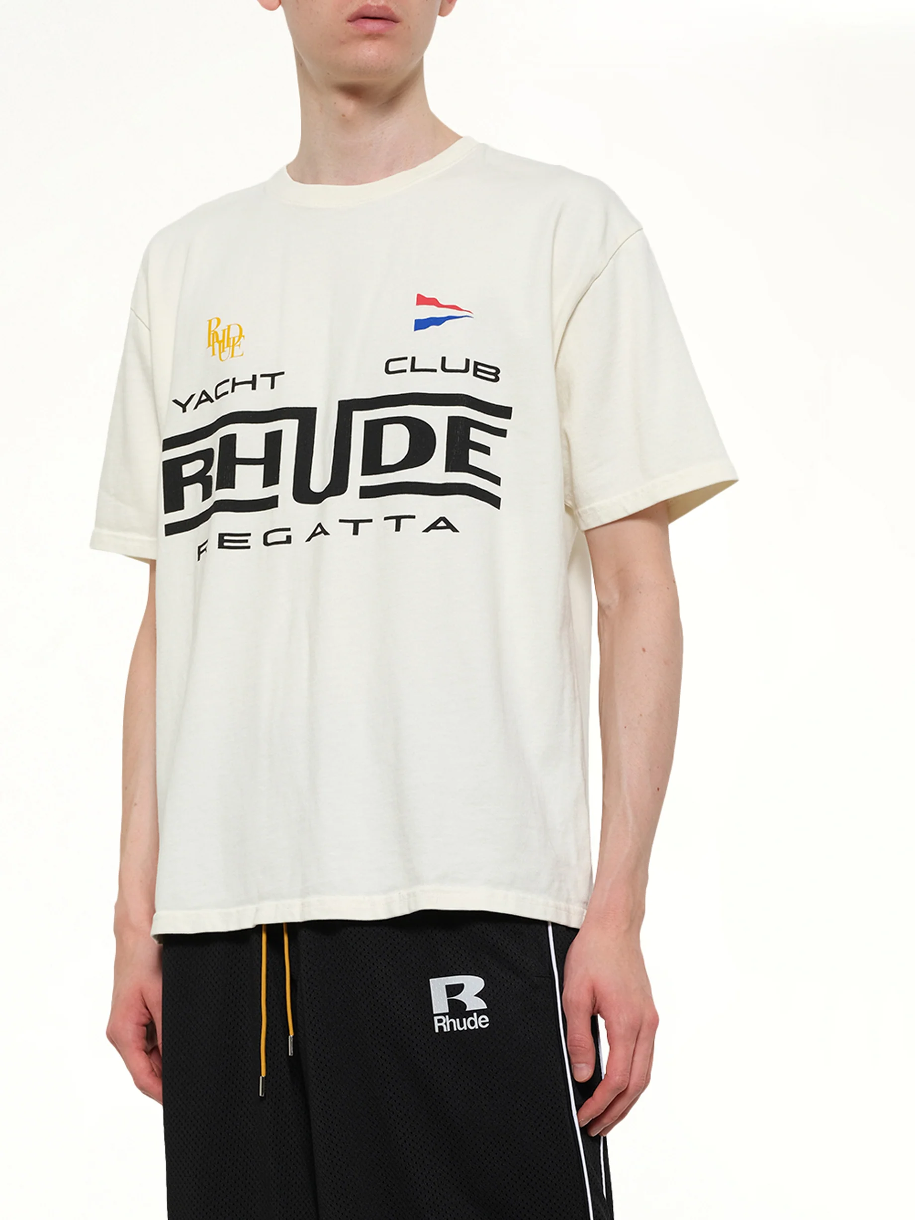 Rhude Regatta Club T-Shirt in Vintage White/Black - Image 6