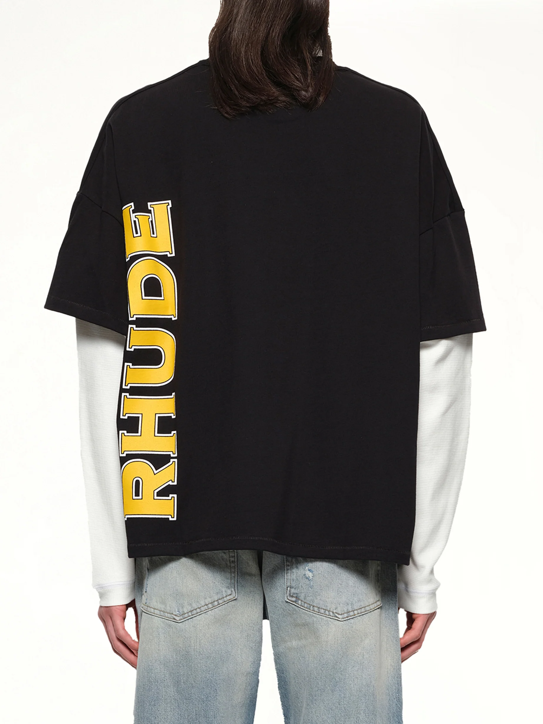 Rhude Steel Double-Layered T-Shirt in Black/White - Image 5