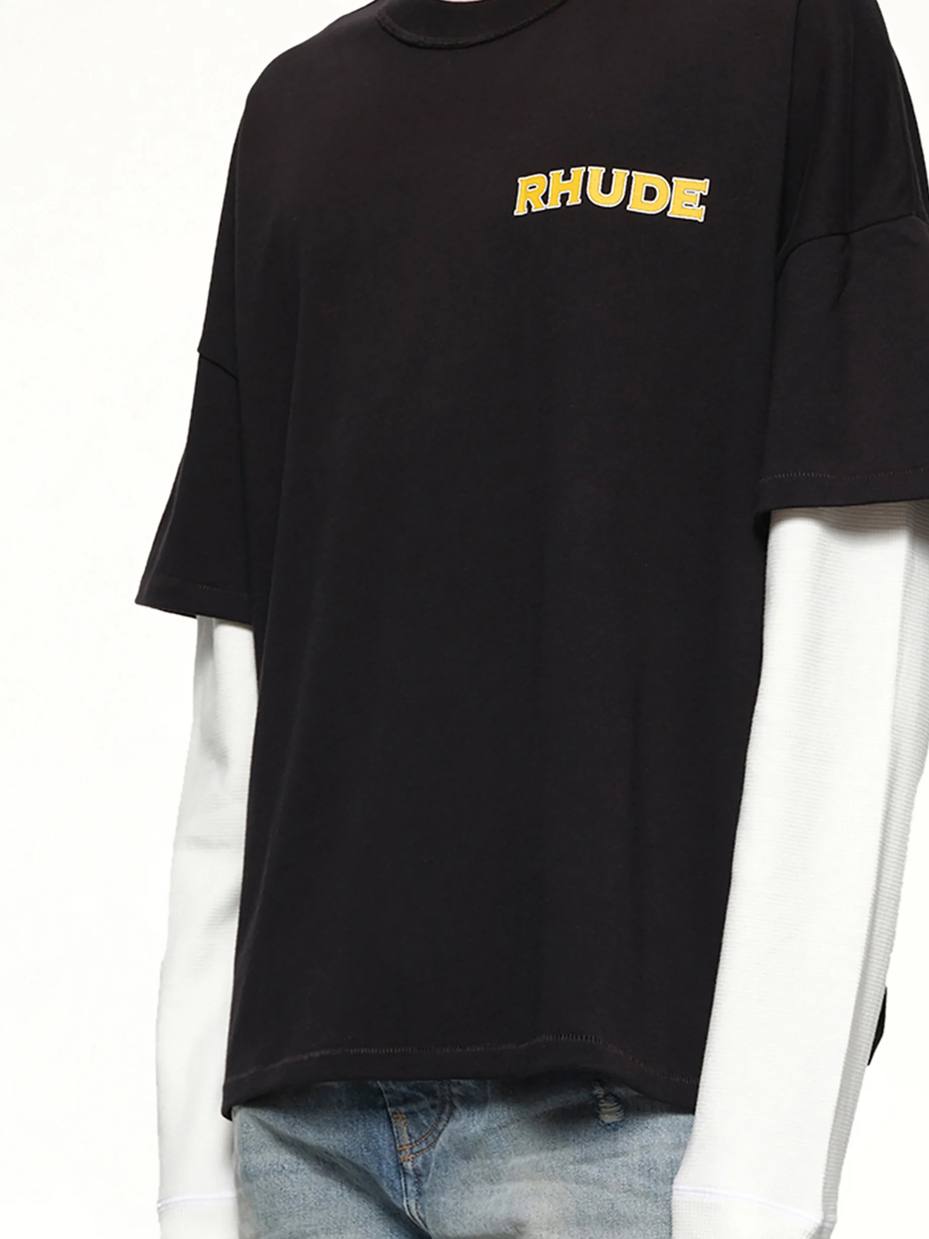 Rhude Steel Double-Layered T-Shirt in Black/White - Image 6