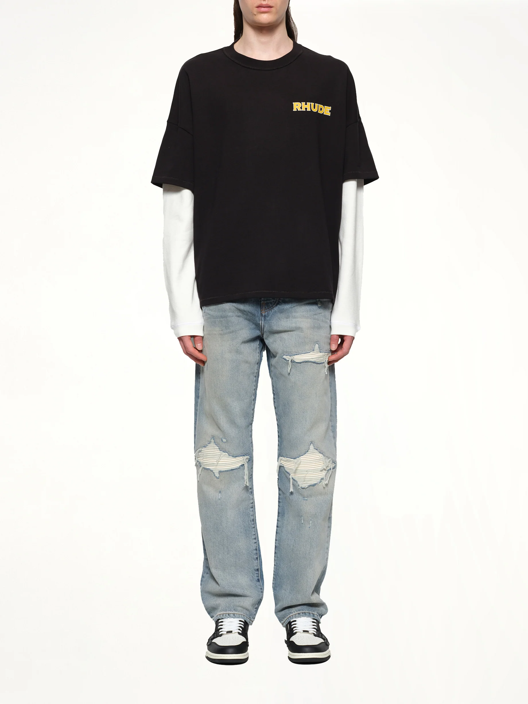 Rhude Steel Double-Layered T-Shirt in Black/White - Image 7