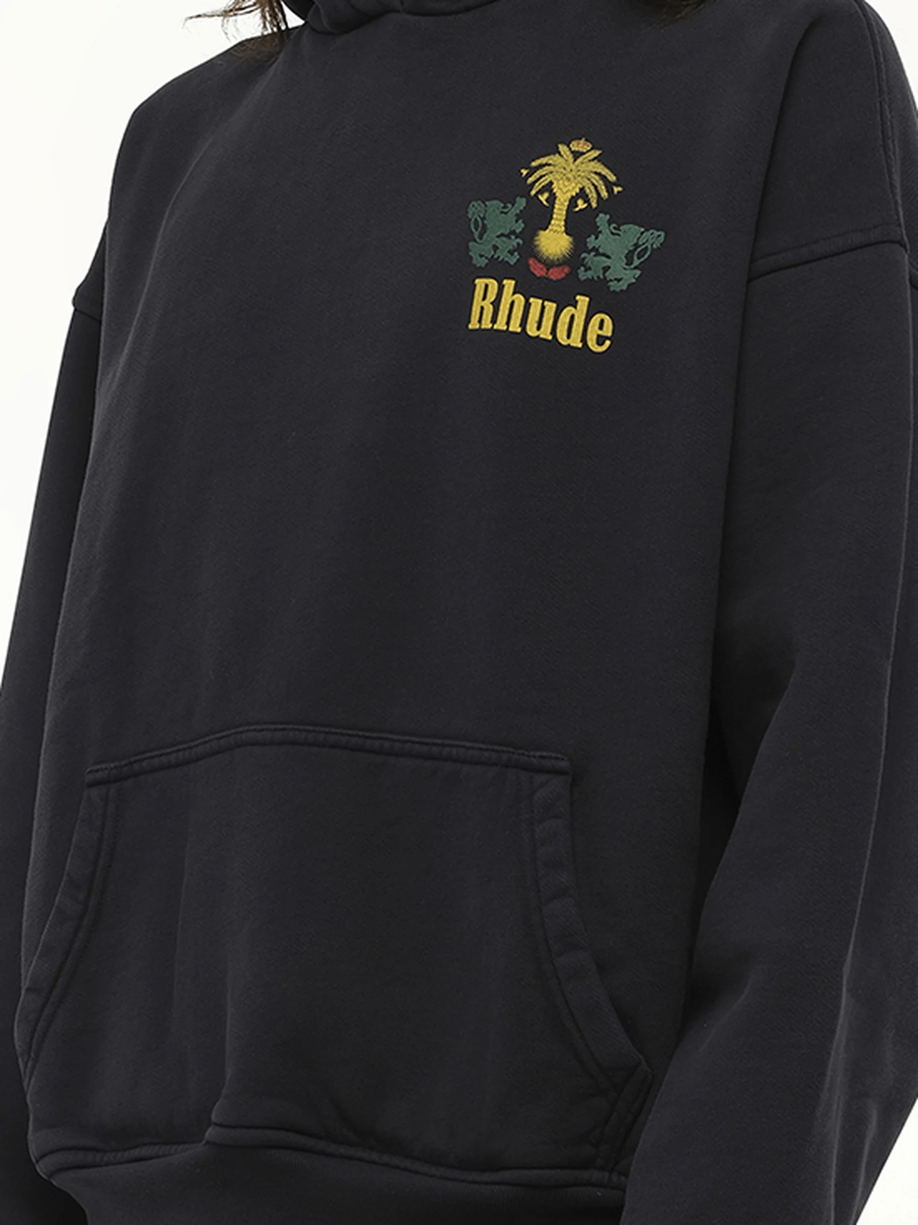 Rhude Tabaco Hoodie in Vintage Black - Image 3