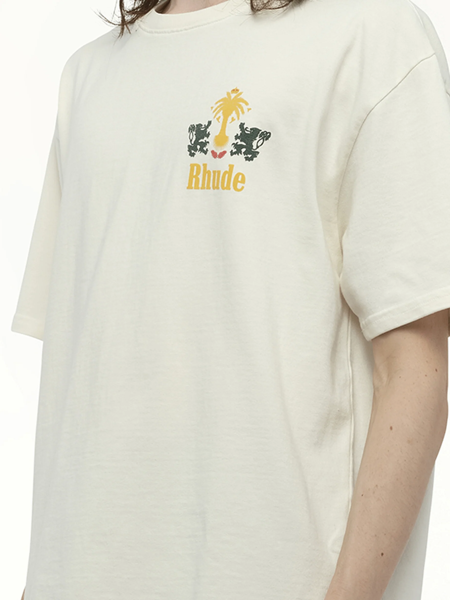Rhude Tabaco T-Shirt in Vintage White - Image 3