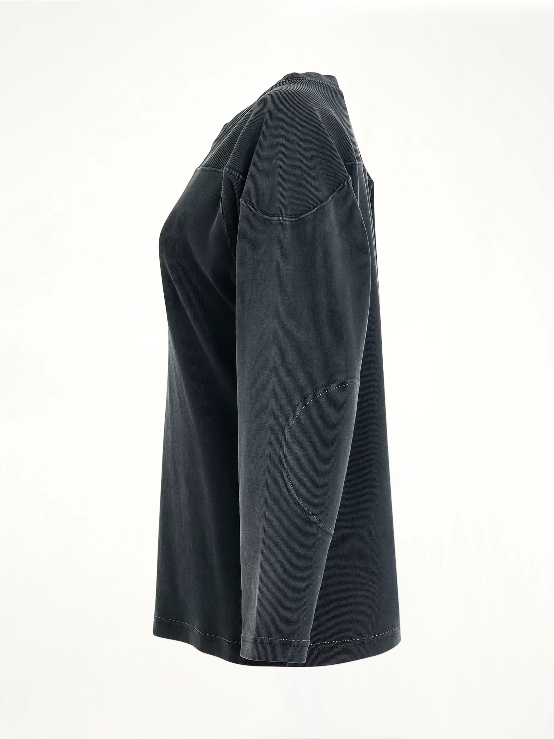 Rib Cotton Logo Sweatshirt in Black - Image 3