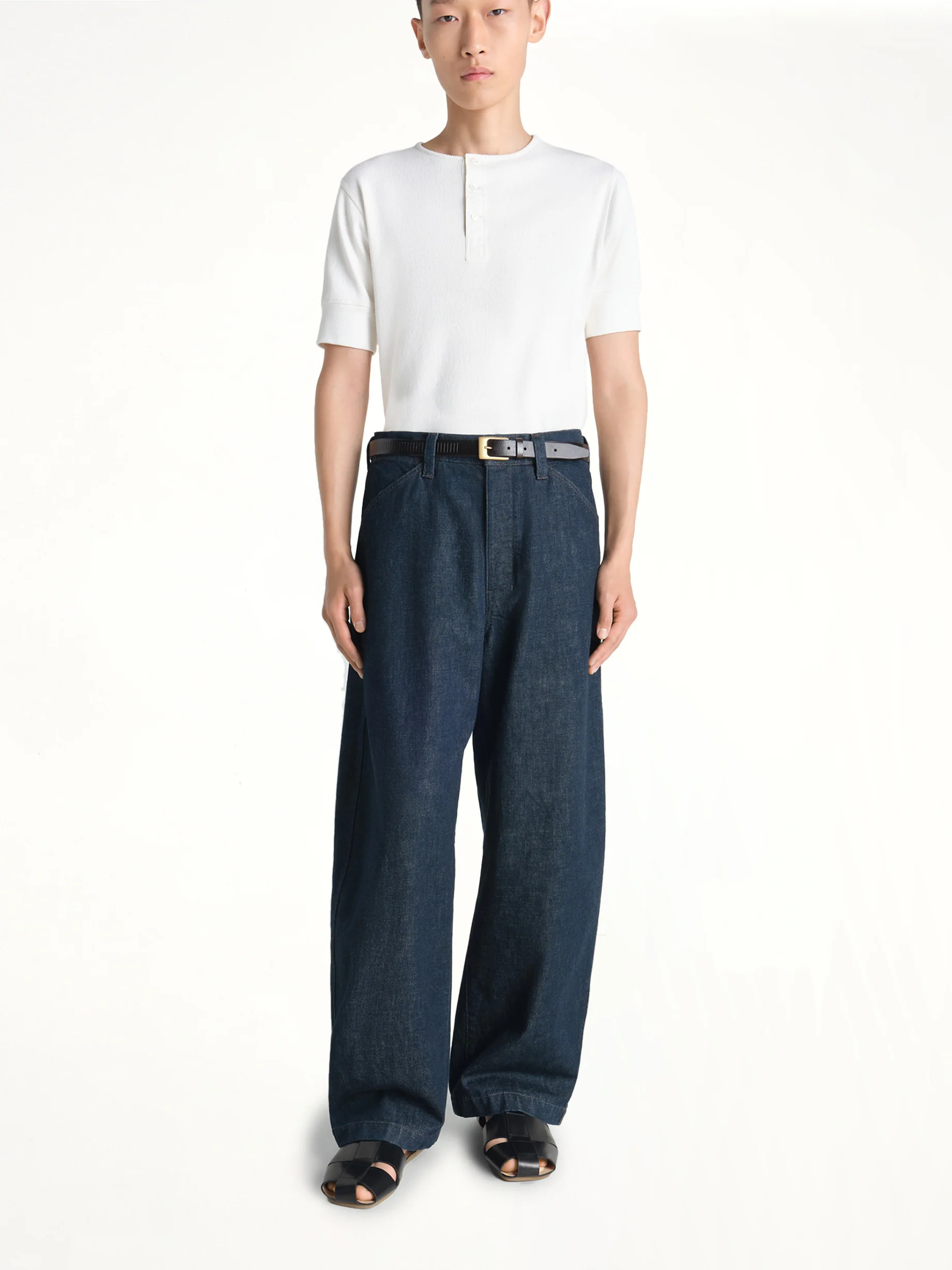 Rib Henley Top in Milk - Image 3