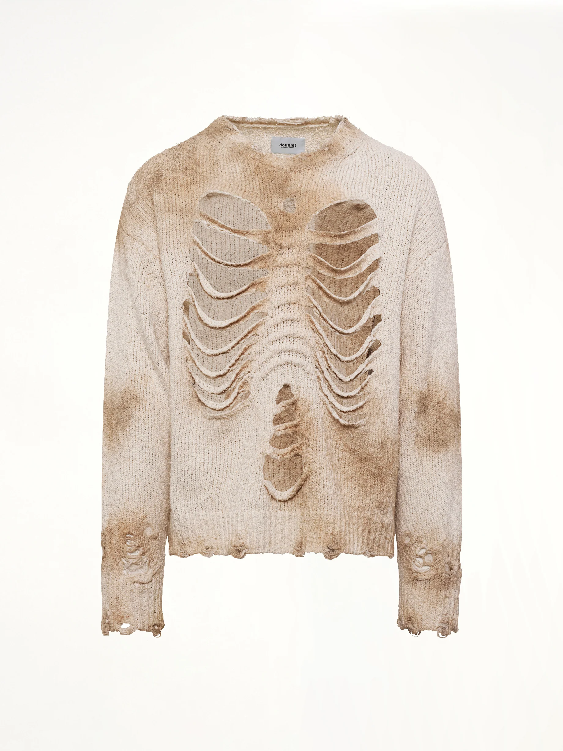 Rib & Spine Knit Pullover in Ivory - Image 2