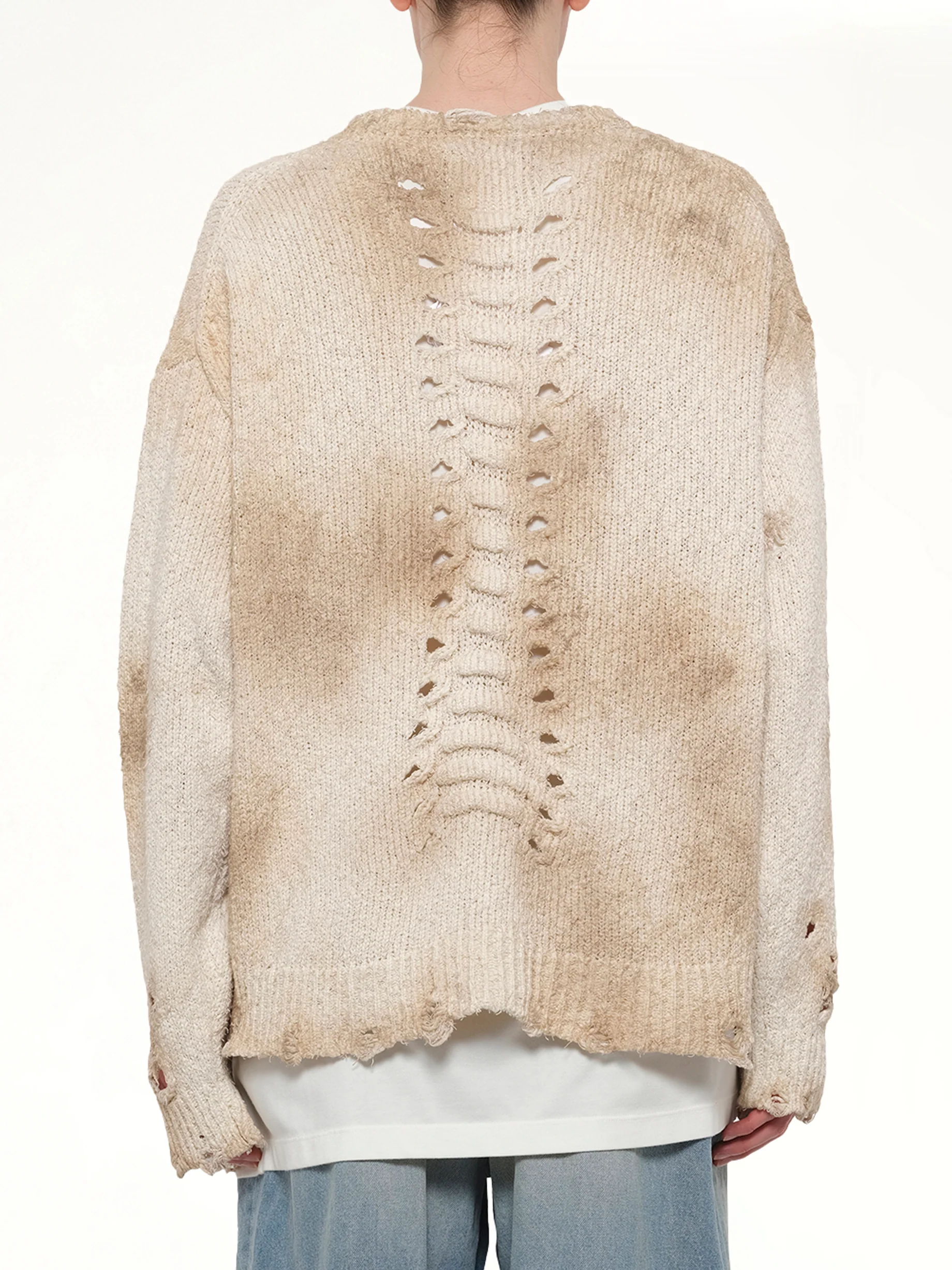 Rib & Spine Knit Pullover in Ivory - Image 5