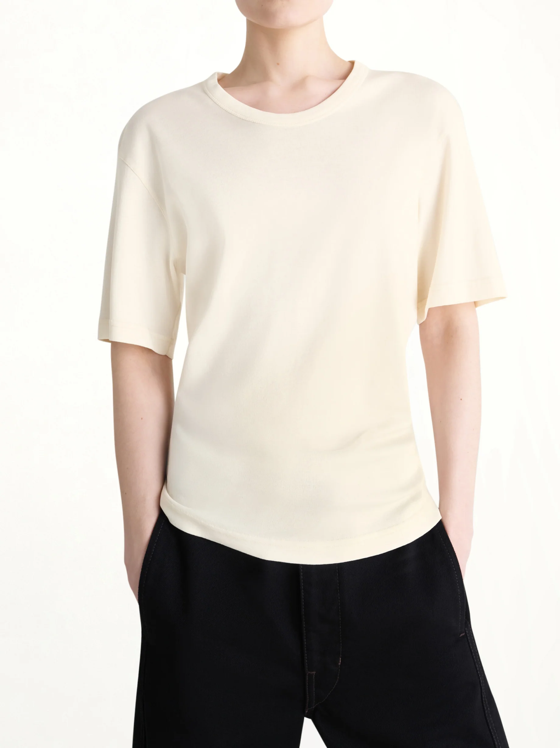 Rib SS T-Shirt in Light Cream - Image 3