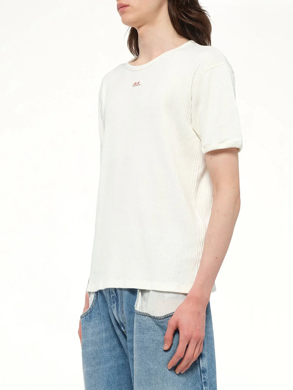 Rib T-Shirt in Off White - Image 3