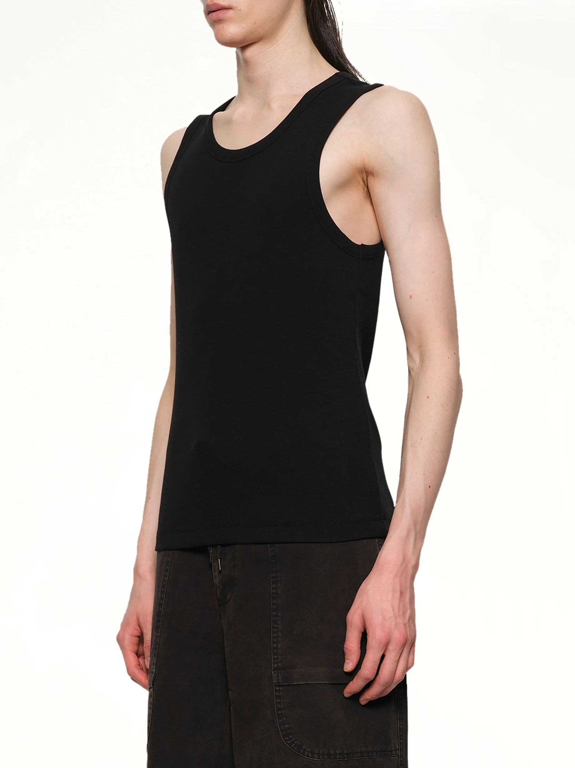 Rib Tank Top in Black - Image 3
