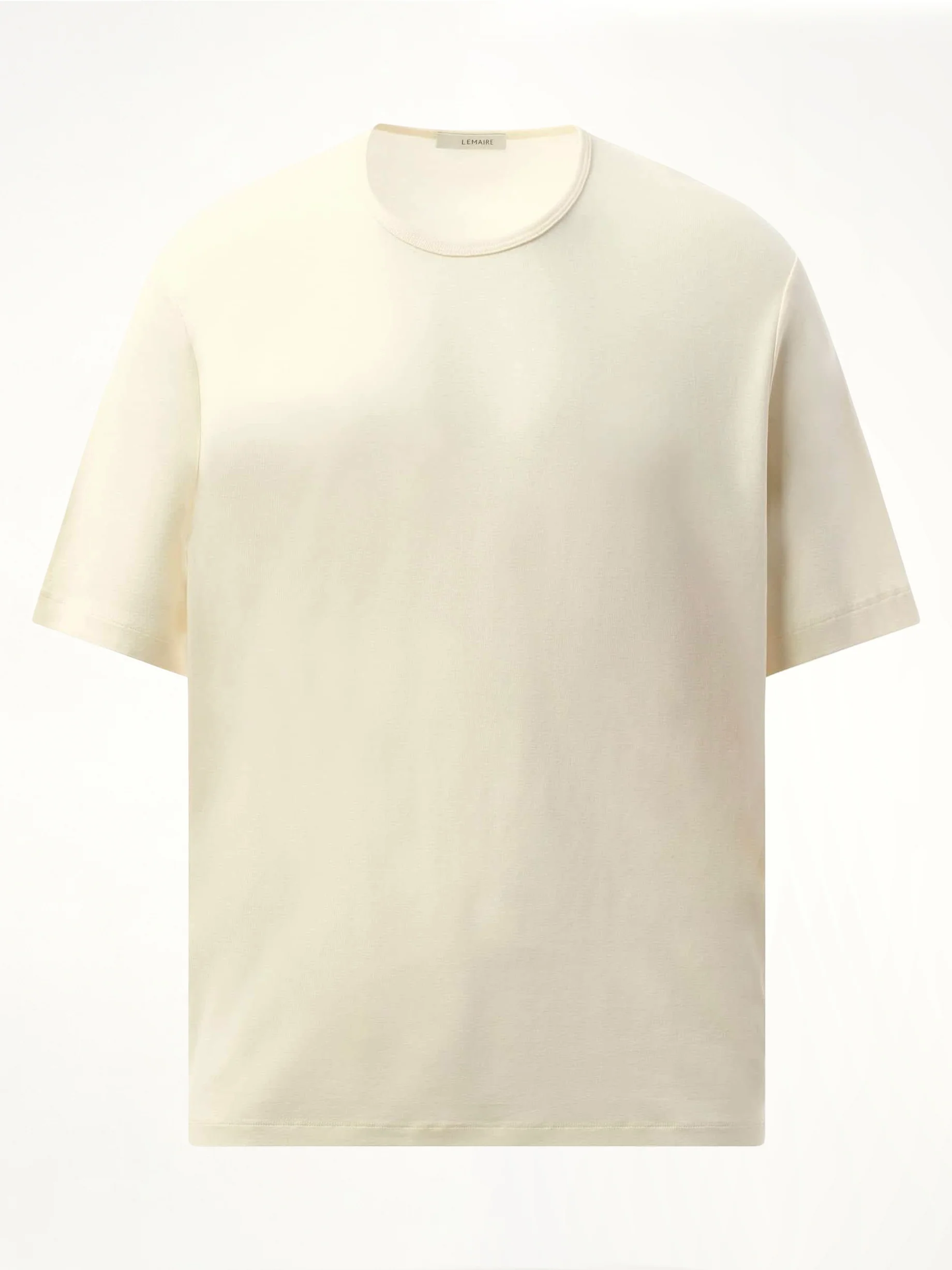 Rib U Neck T-Shirt in Light Cream - Image 2