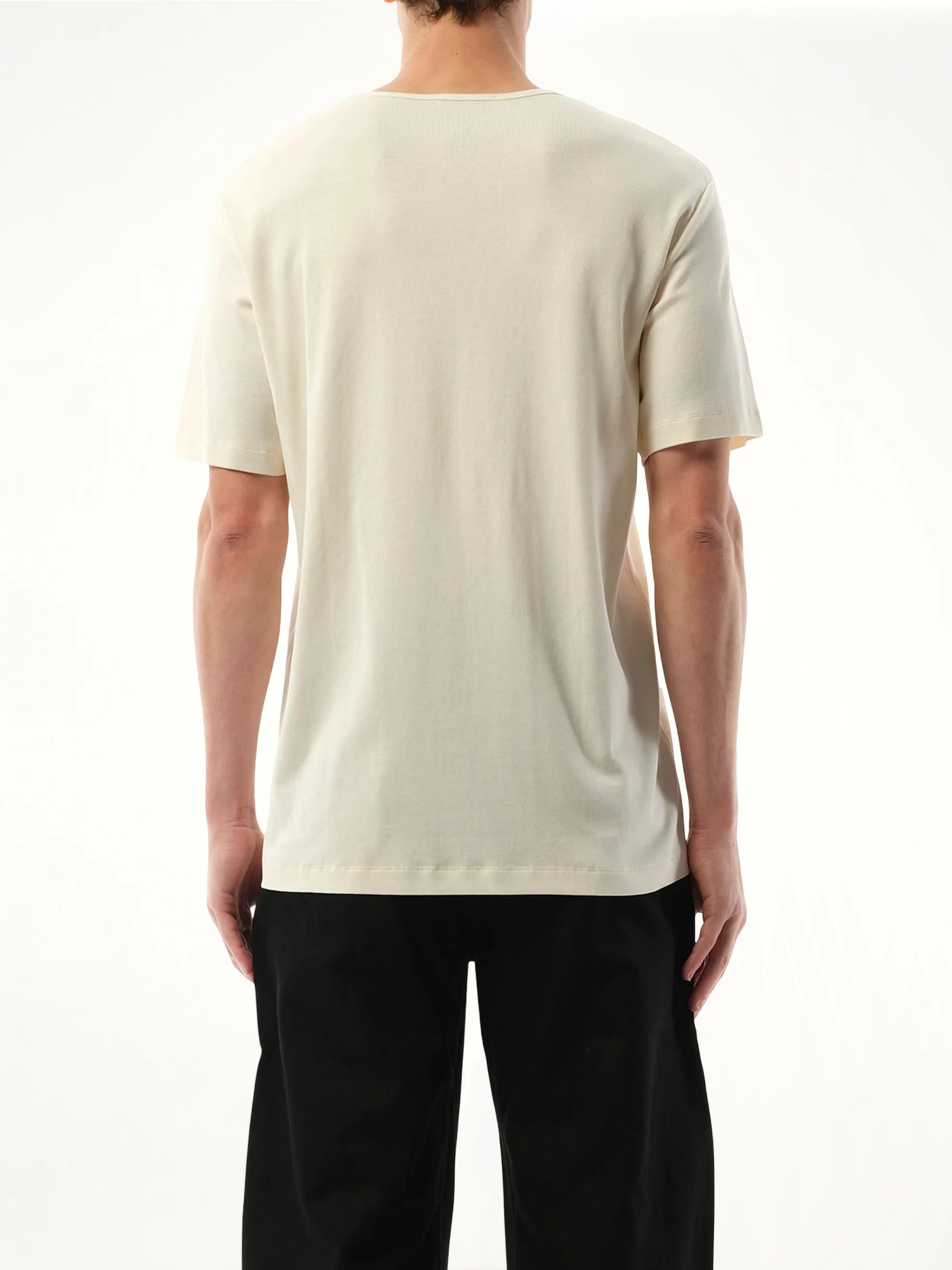 Rib U Neck T-Shirt in Light Cream - Image 6