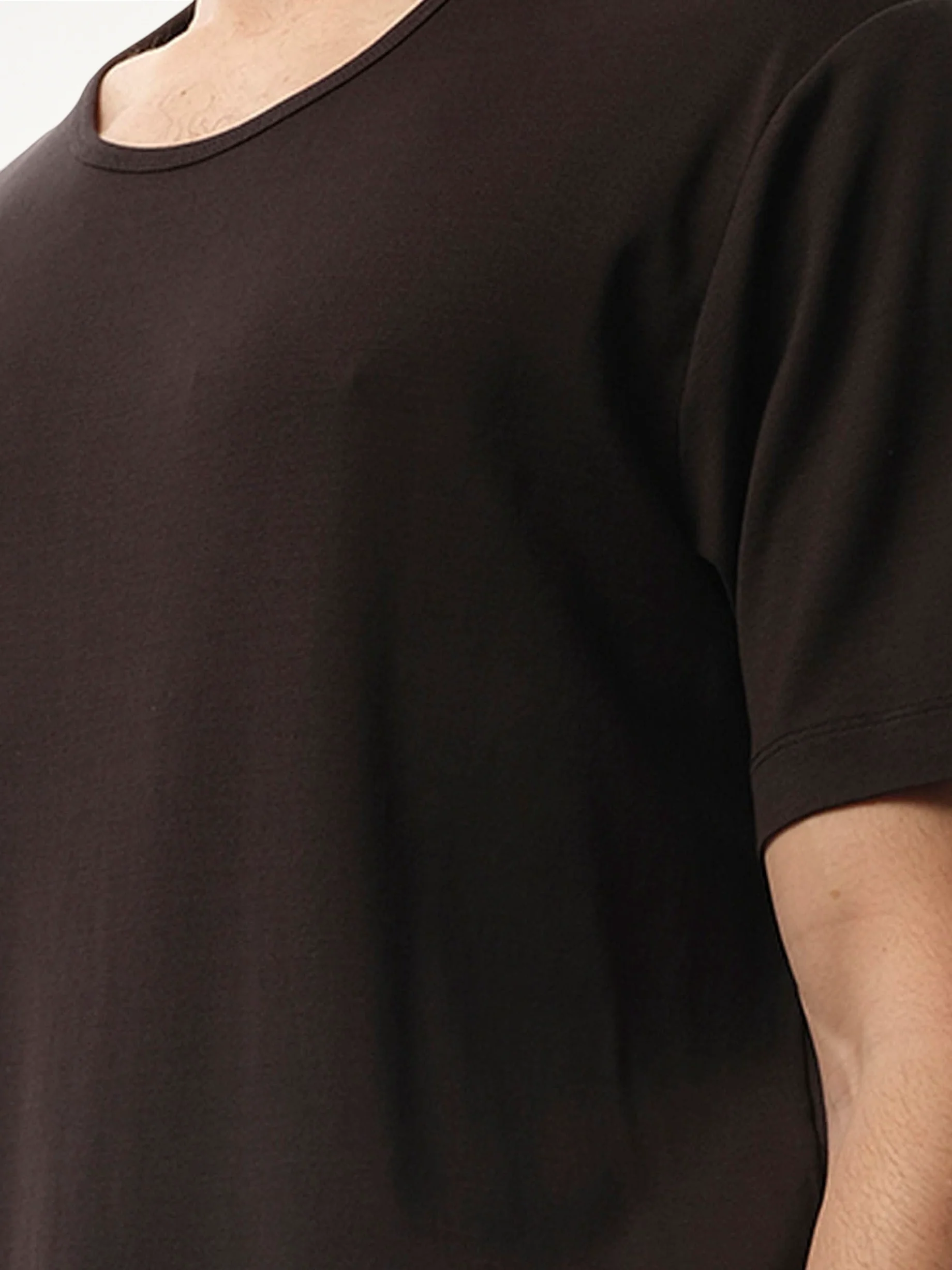 Rib U Neck T-Shirt in Squid Ink - Image 3