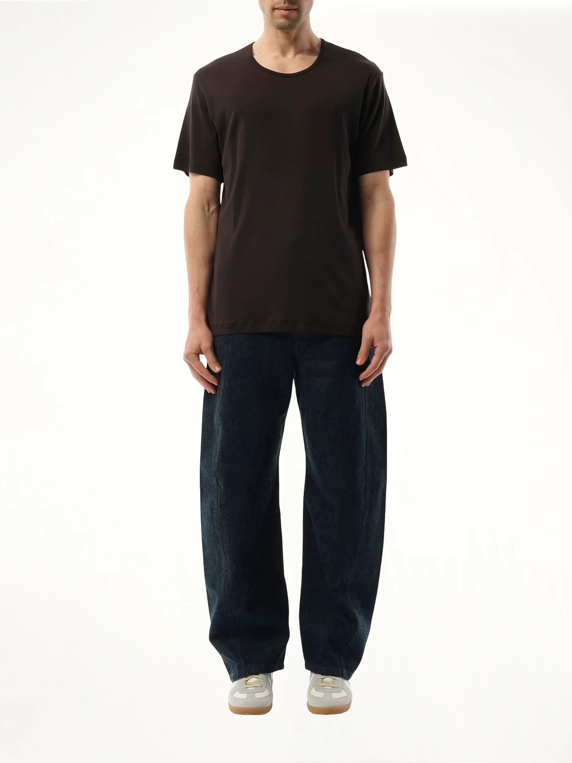 Rib U Neck T-Shirt in Squid Ink - Image 4