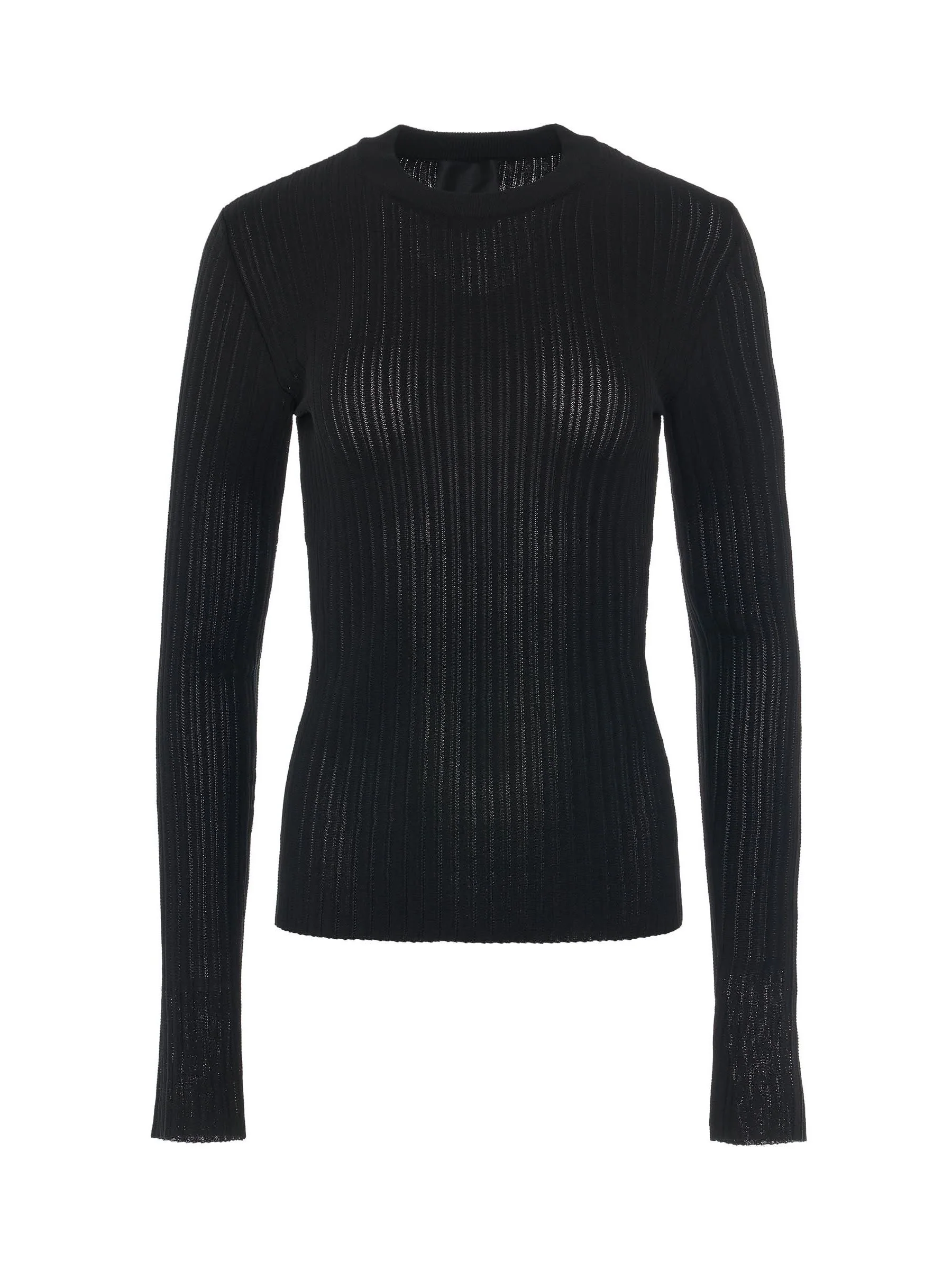Ribbed Crewneck Sweater in Black