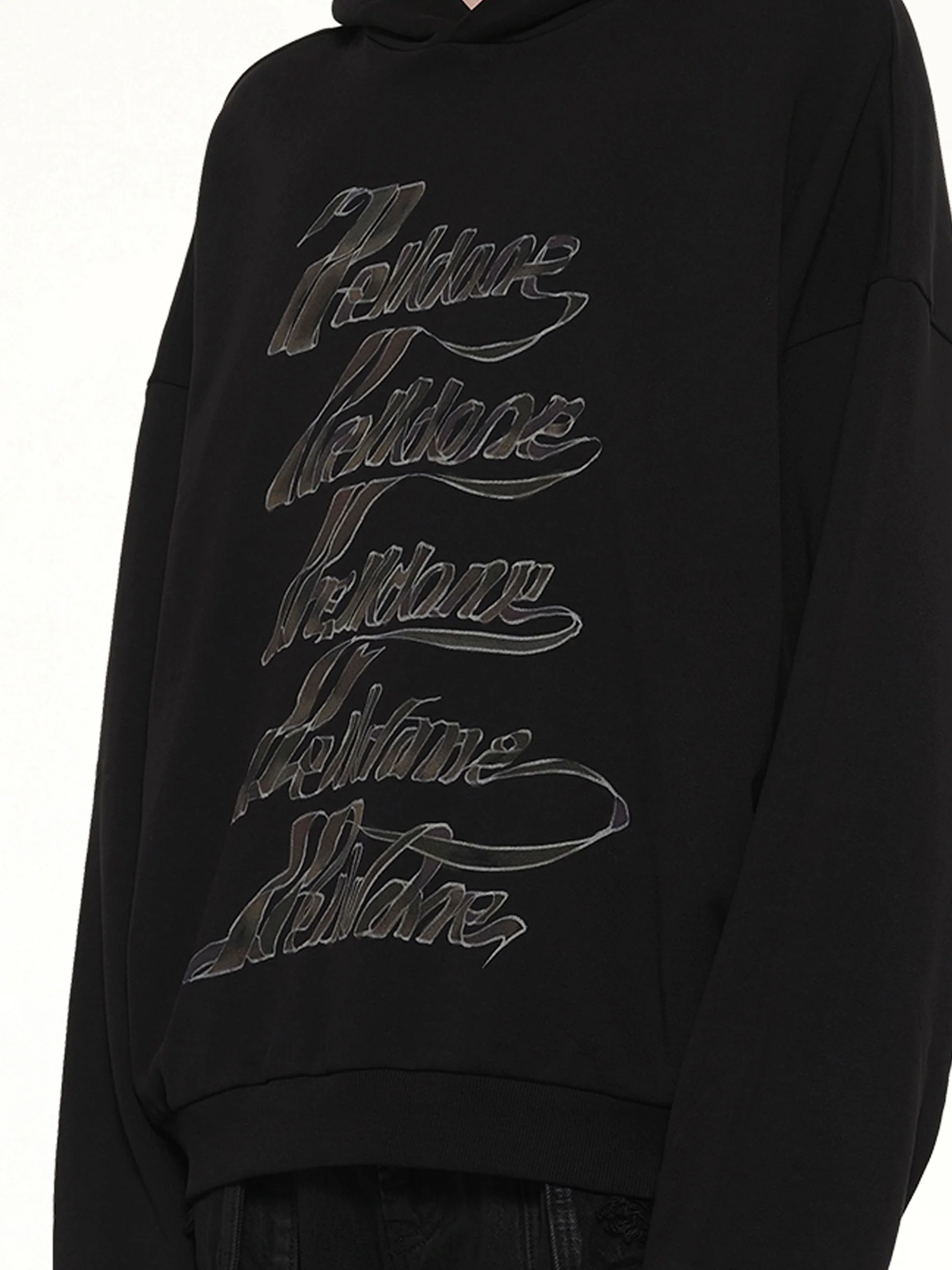 Ribbon Multi-Logo Hoodie in Black - Image 6