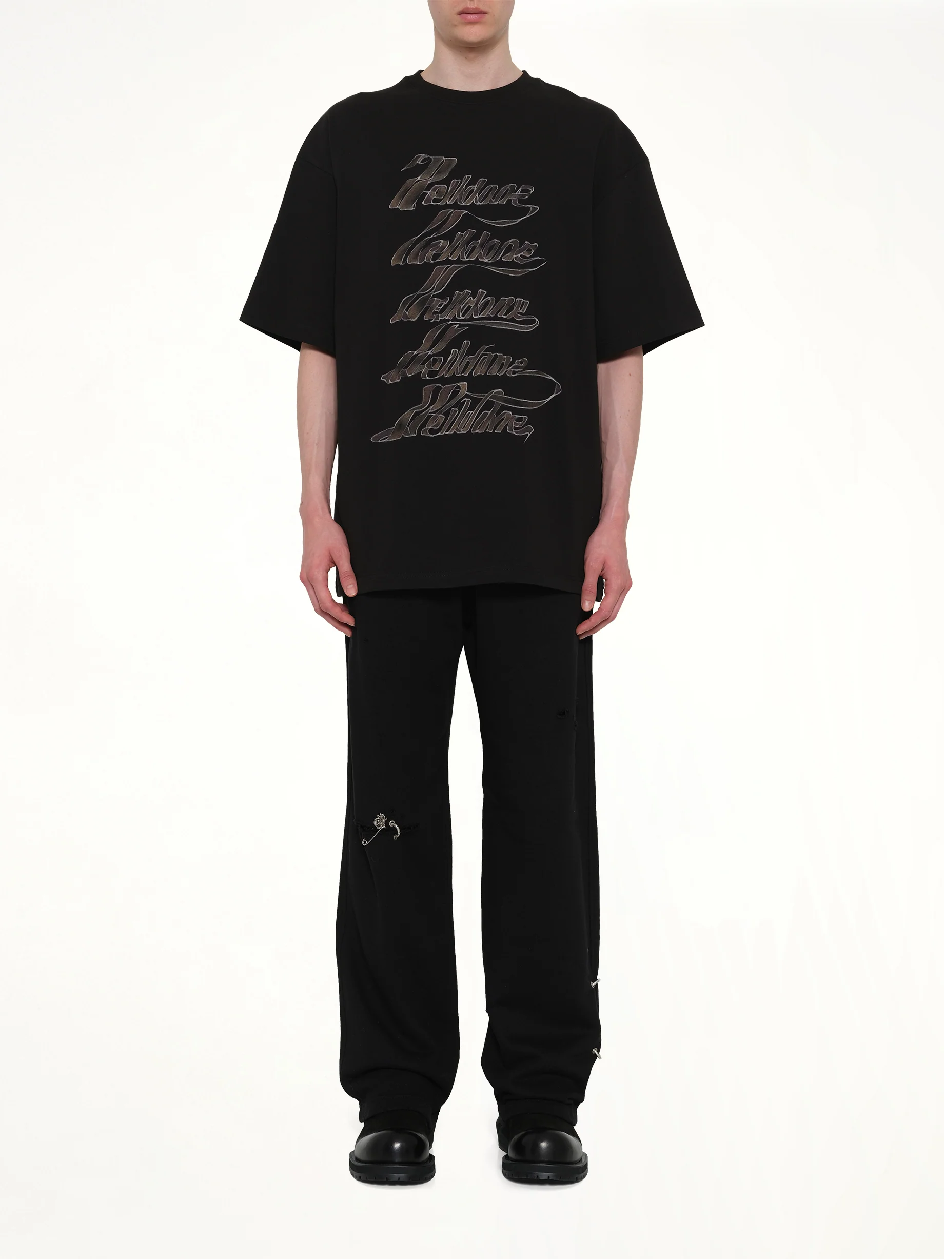 Ribbon Multi-Logo T-Shirt in Black - Image 7