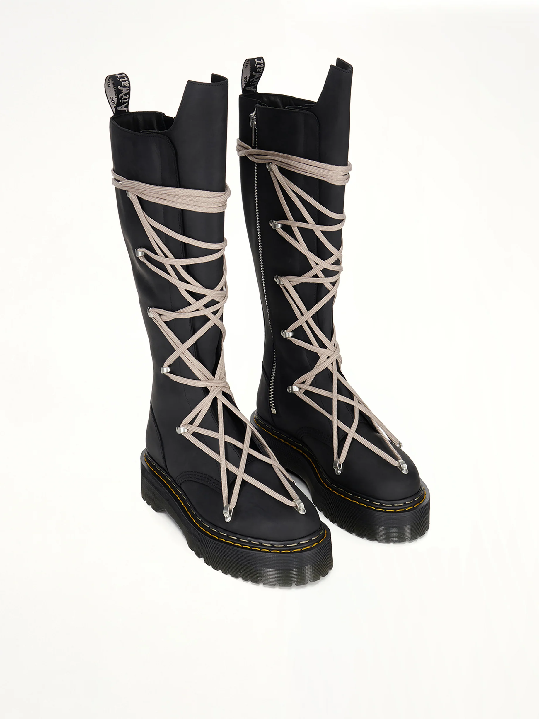 Rick Owens x Dr. Marten 1B60 Quad Sole Pentalace Boots in Black - Image 2