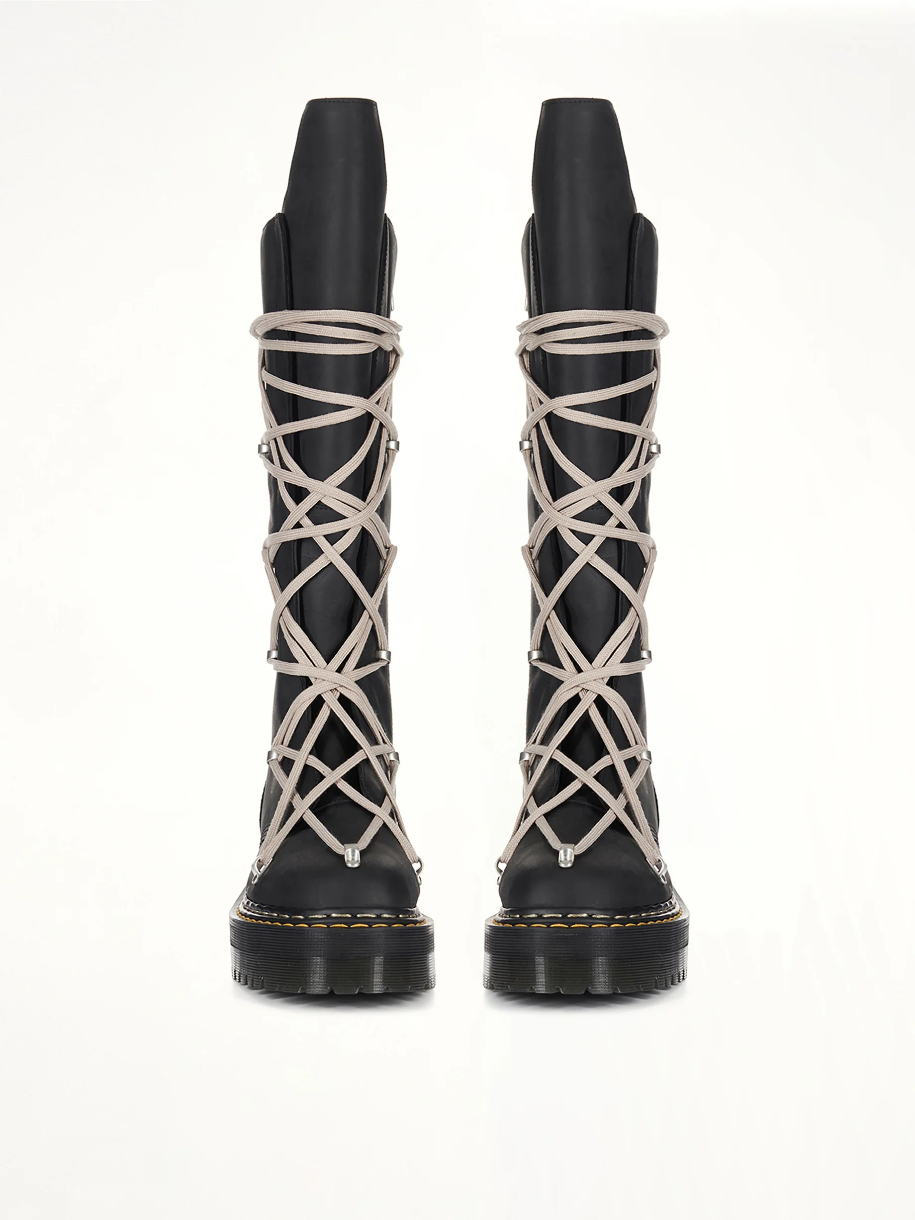 Rick Owens x Dr. Marten 1B60 Quad Sole Pentalace Boots in Black - Image 3