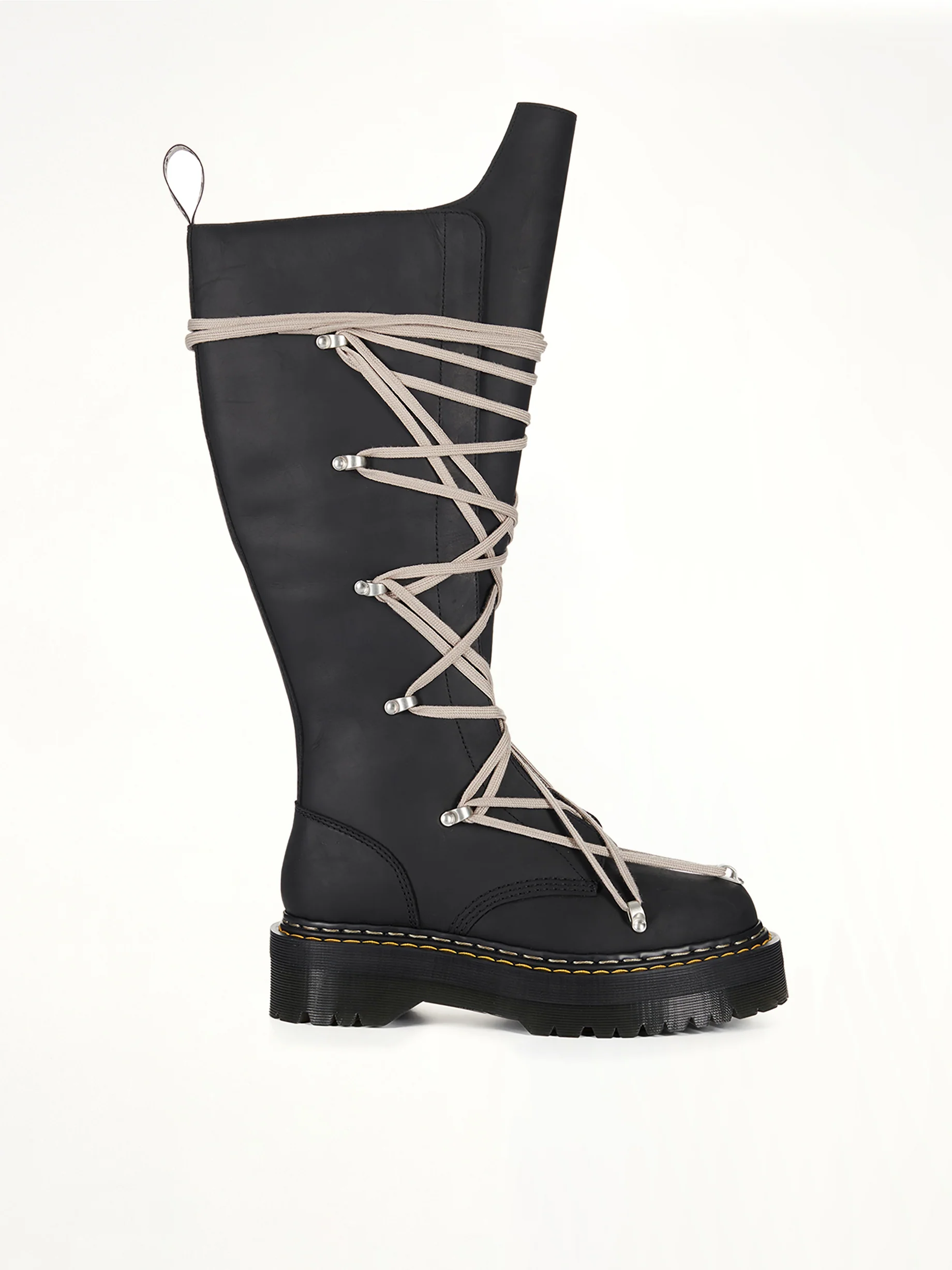 Rick Owens x Dr. Marten 1B60 Quad Sole Pentalace Boots in Black