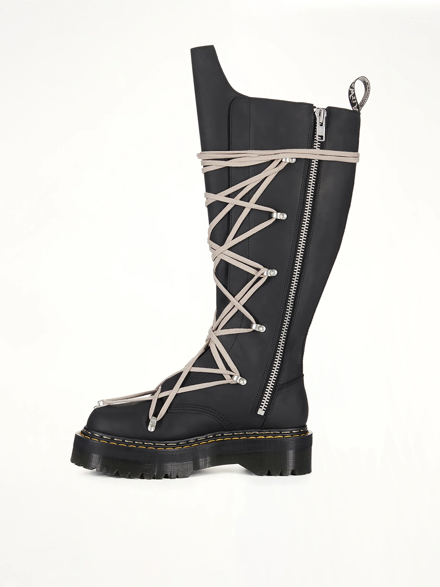 Rick Owens x Dr. Marten 1B60 Quad Sole Pentalace Boots in Black - Image 4