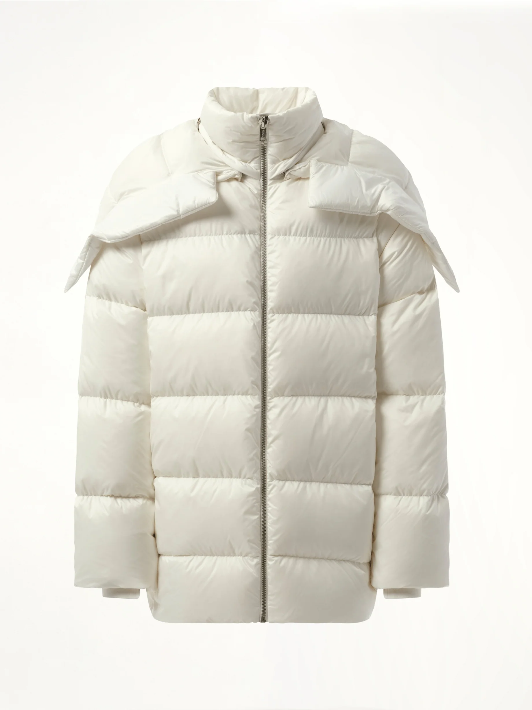Rick Owens x Moncler Hooded Cyclopic Coat in Milk - Image 2