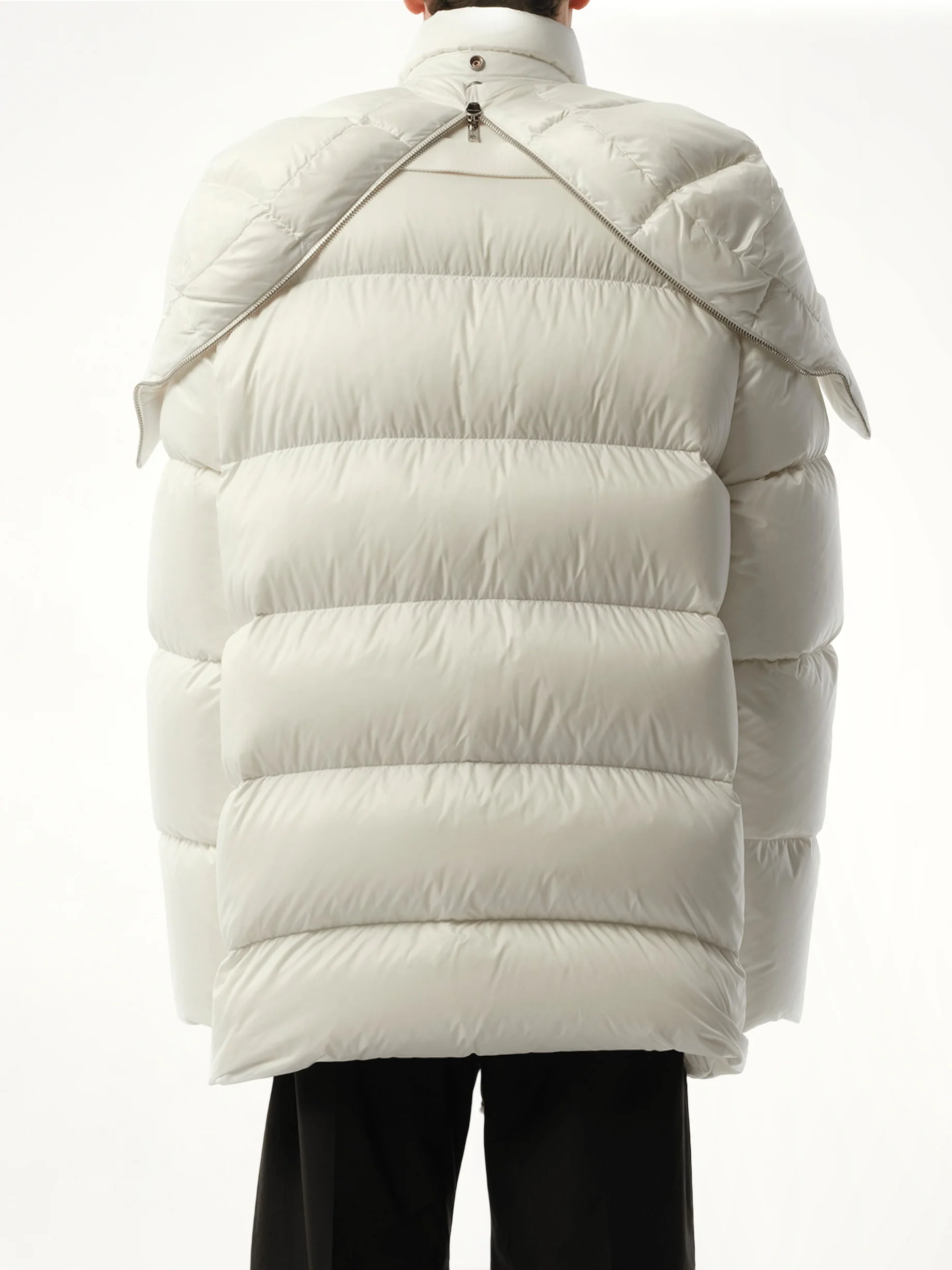 Rick Owens x Moncler Hooded Cyclopic Coat in Milk - Image 6