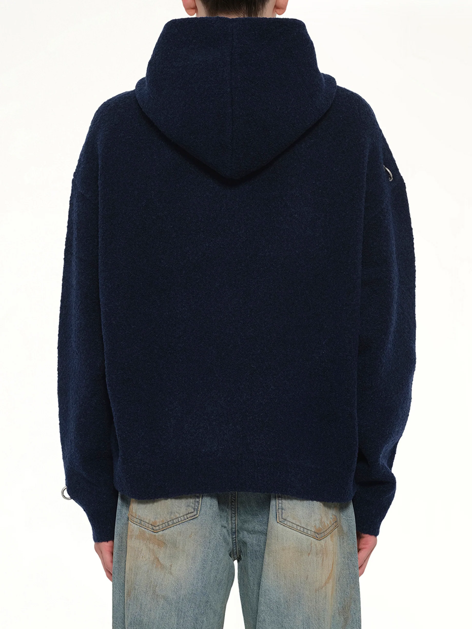 Rose with Thorns Zip-Up Hoodie in Dark Navy - Image 5