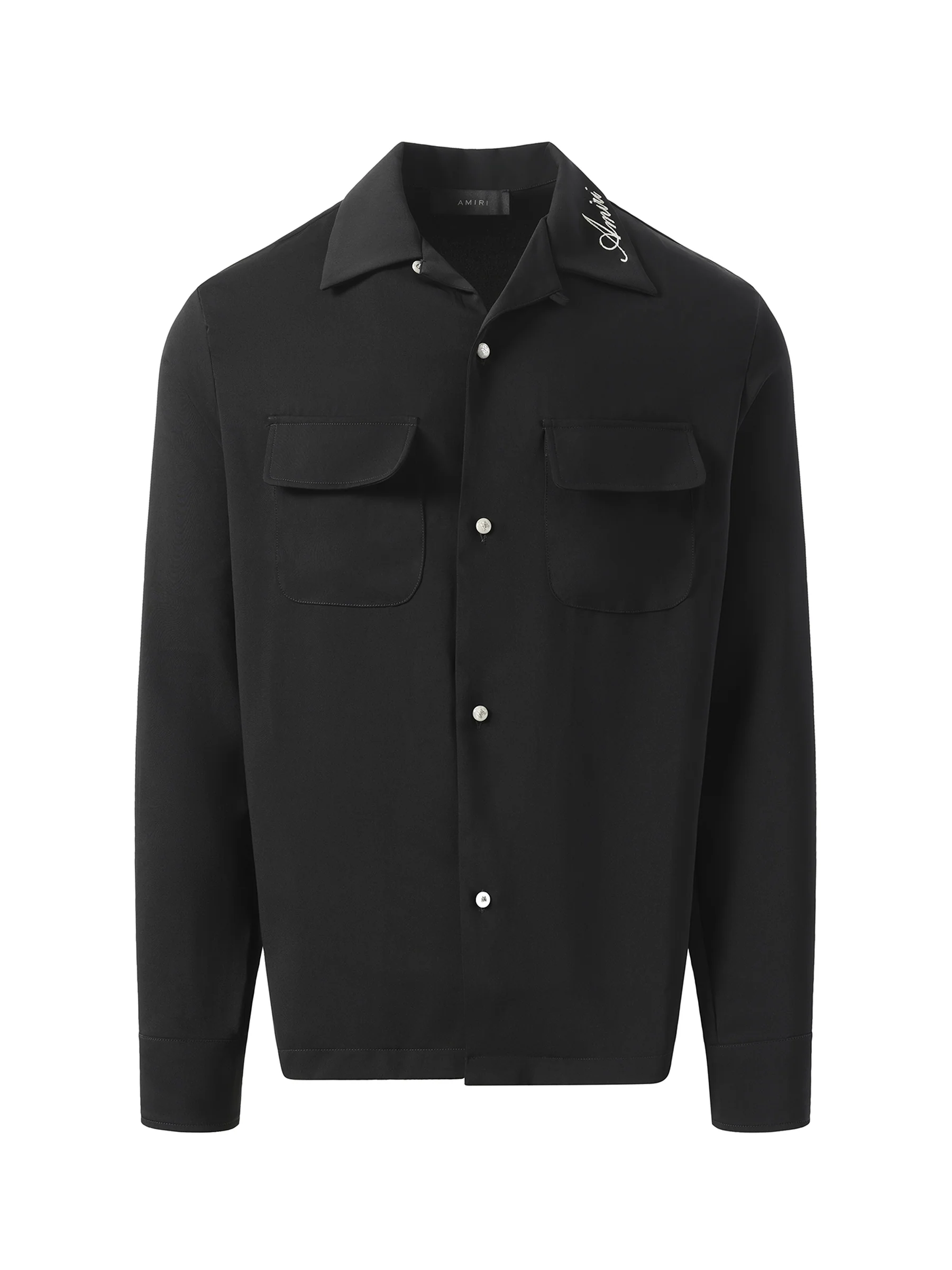 Round Pocket Dress Shirt in Black - Image 2