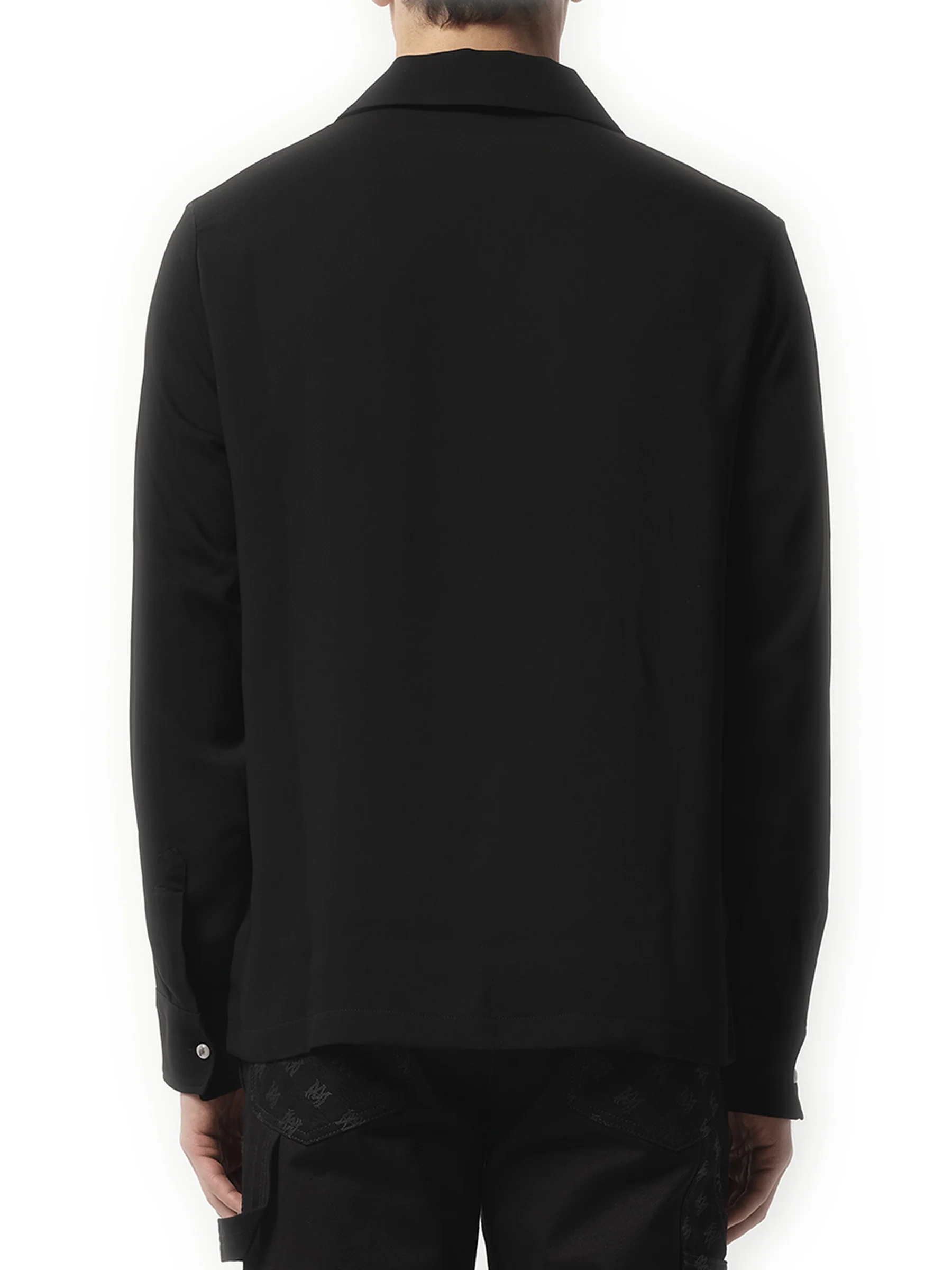 Round Pocket Dress Shirt in Black - Image 6