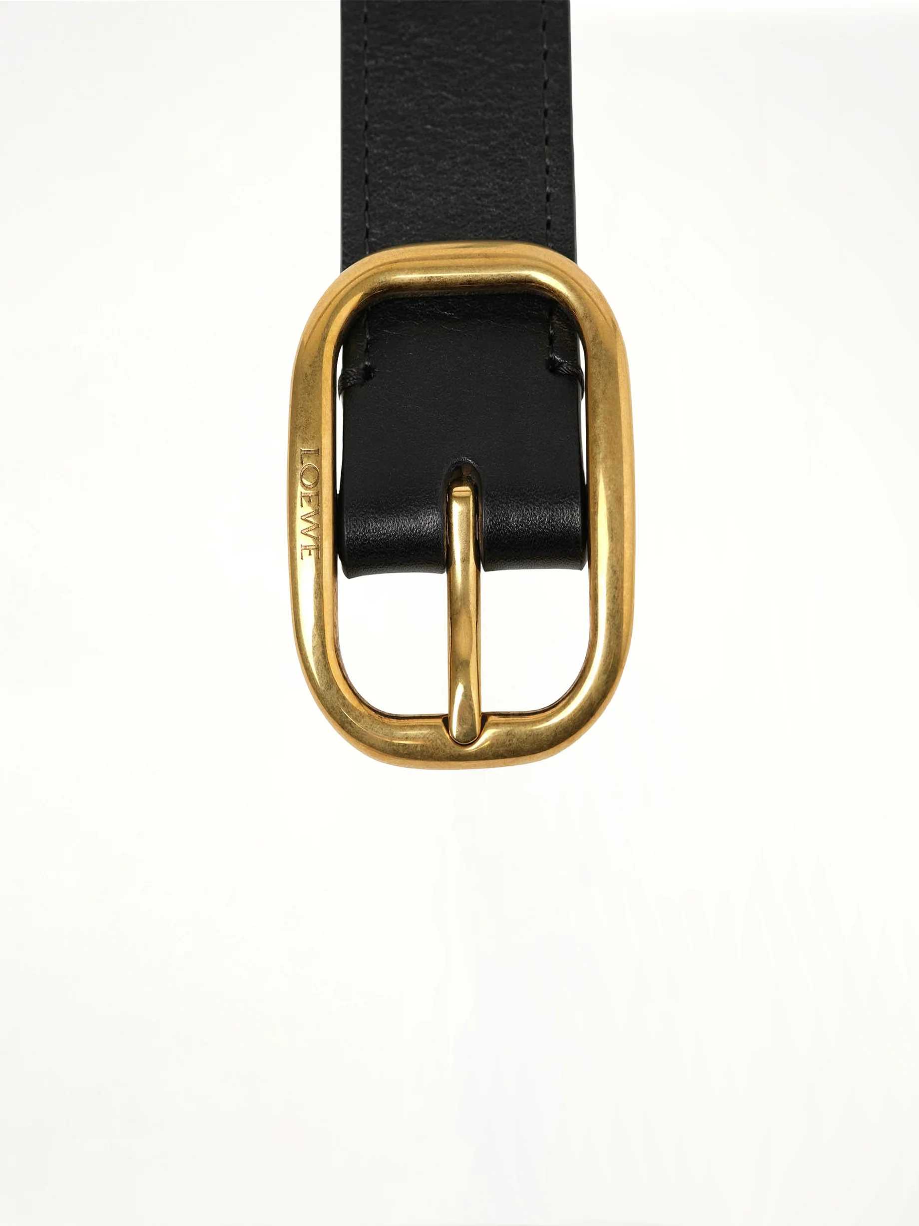 Rounded Soft 3.5 Cm Belt in Black/Gold - Image 3