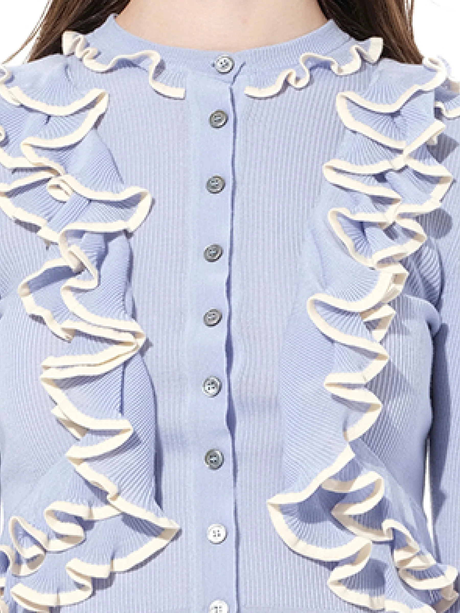 Ruffle Knit Cardigan in Light Blue - Image 2